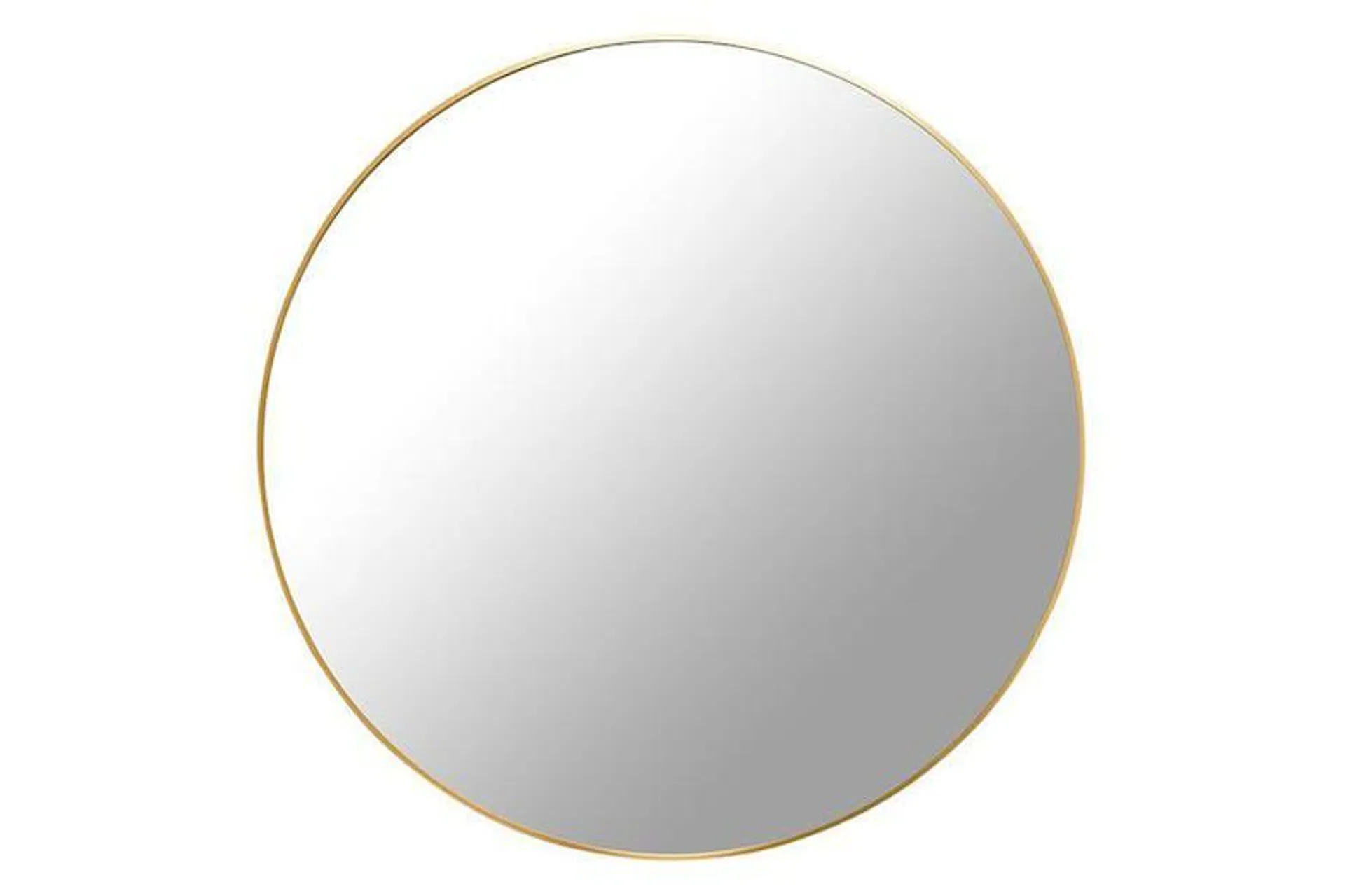 90cm Round Metal Frame Non-Bevelled Mirror - Gold