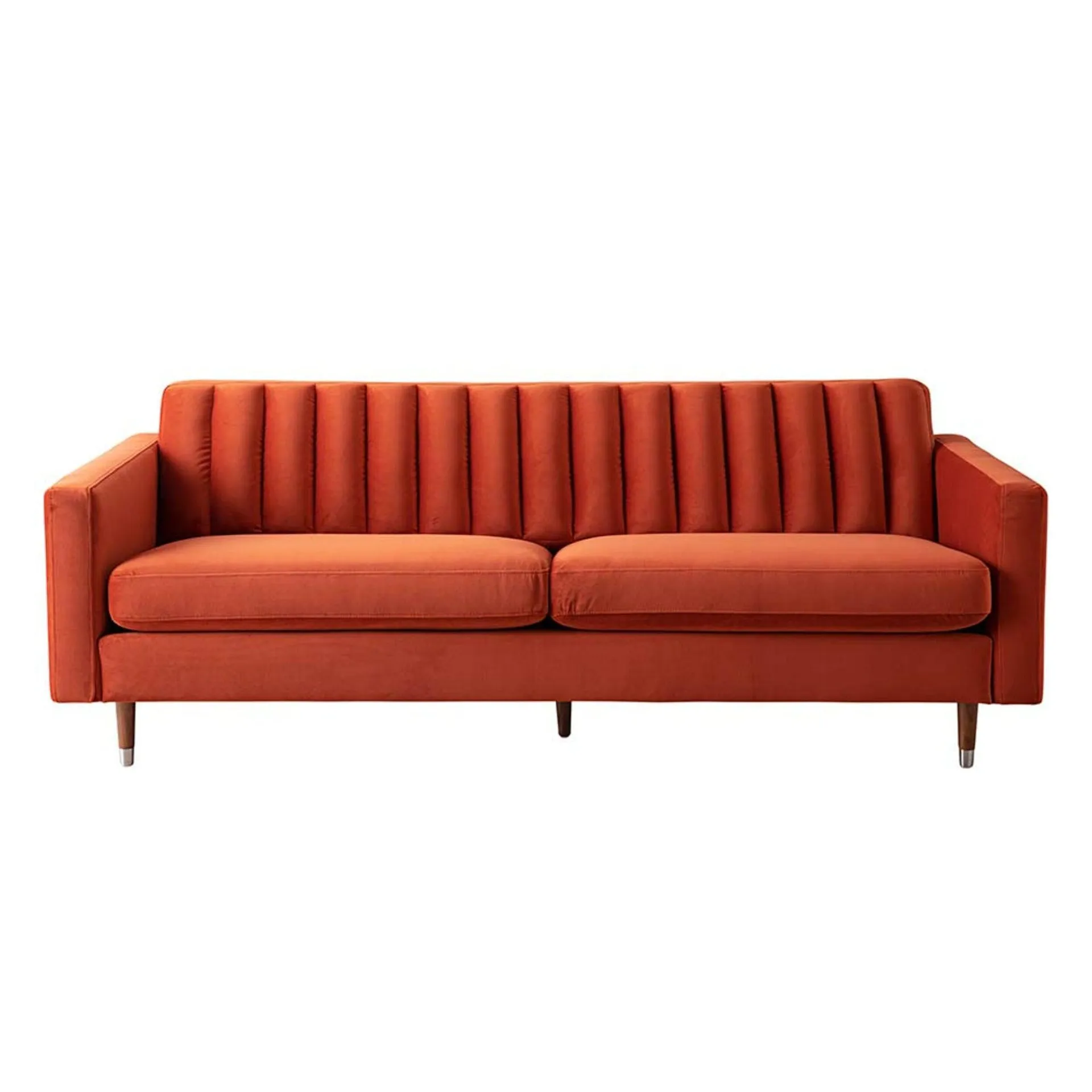 Stitch 3 Seater Velvet Sofa Sunrise Orange C-036