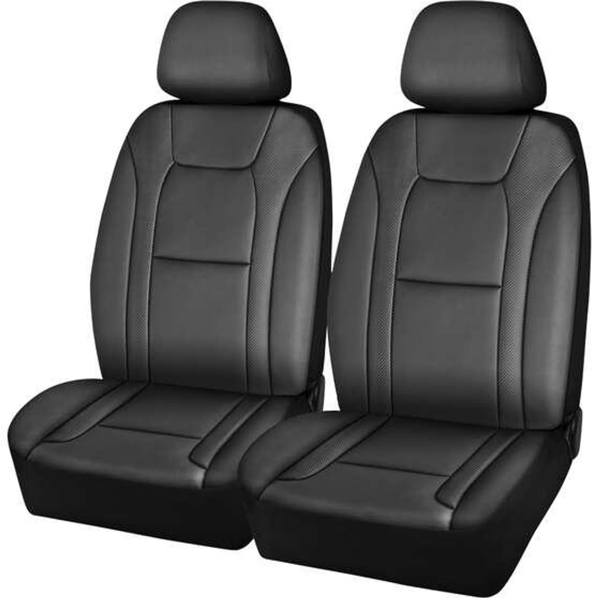 SCA Leather Look Seat Covers Black/Carbon Adjustable Headrests Airbag Compatible 30SAB