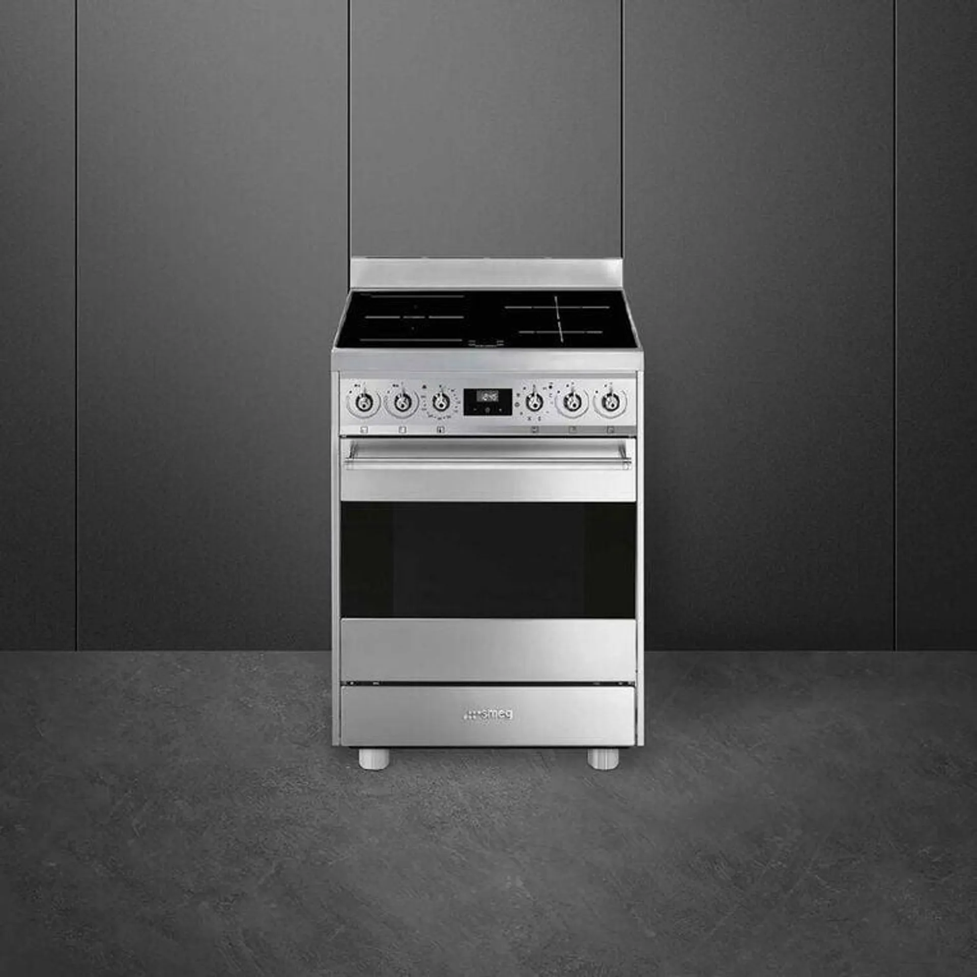 SMEG Freestanding 60cm Stainless Steel Pyrolytic Cooker with MultiZone Induction Cooktop