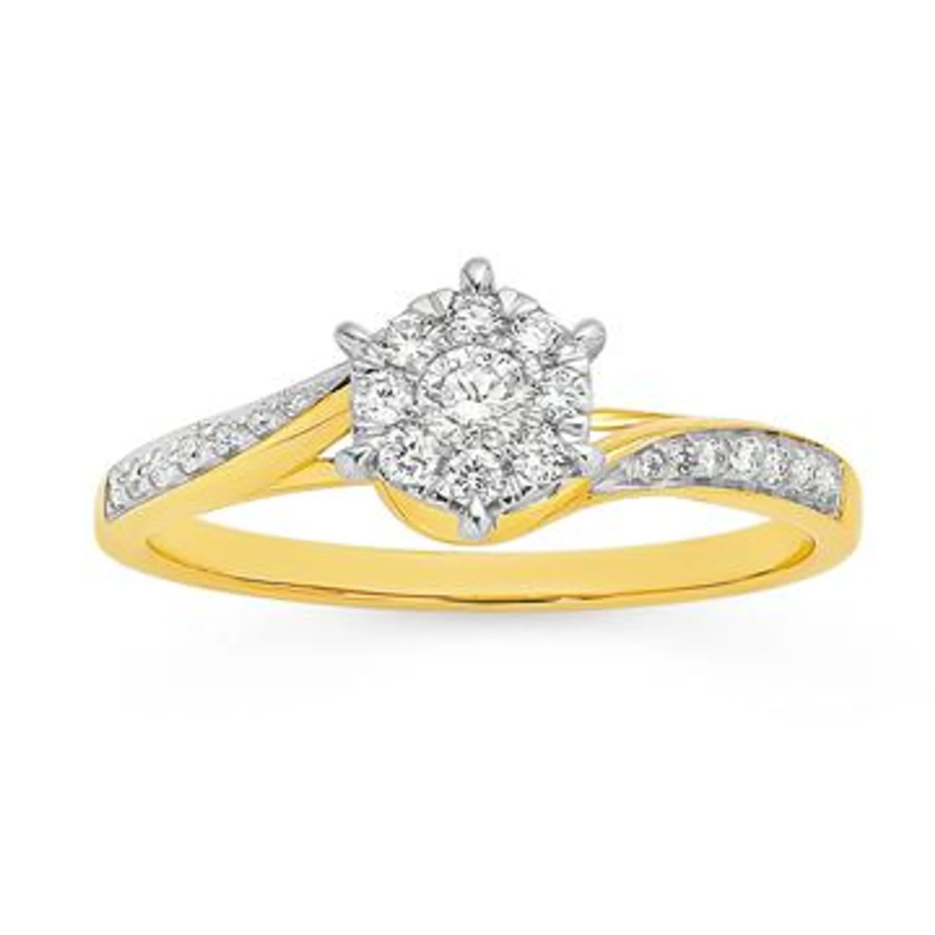 9ct, Diamond Cluster Engagement Ring