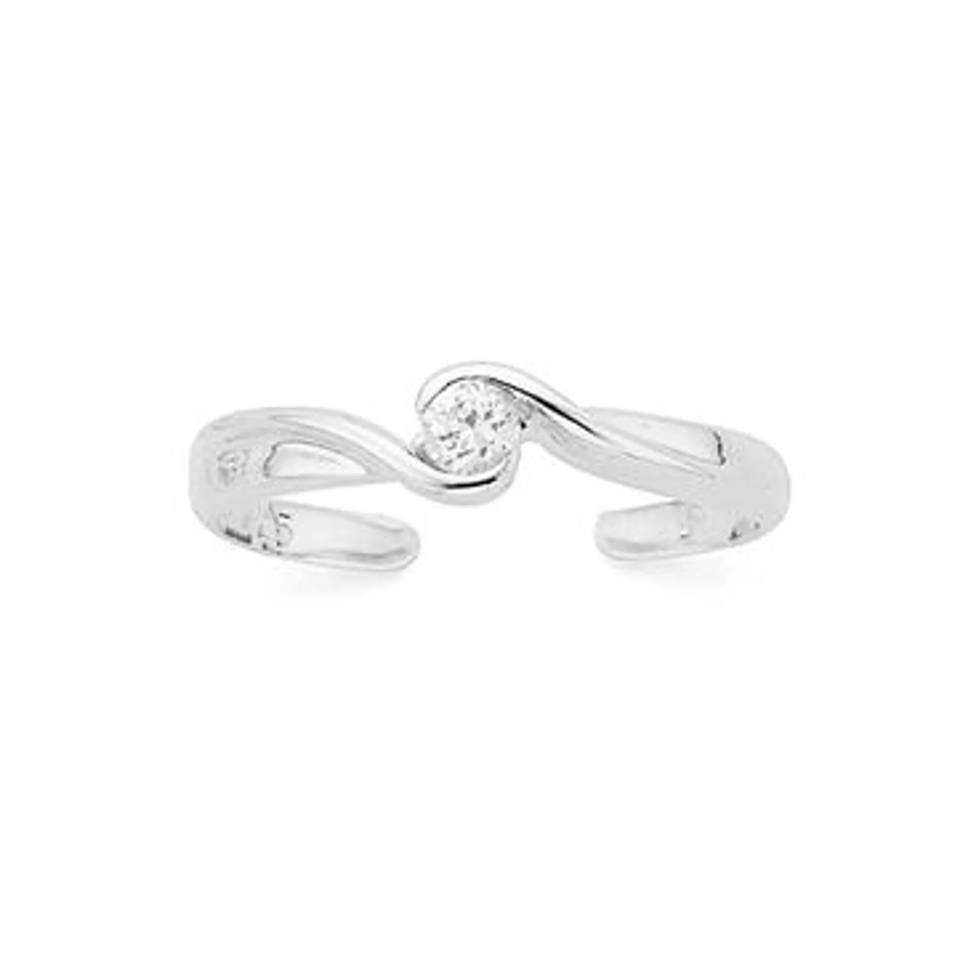 Sterling Silver Cubic Zirconia Solitaire Toe Ring