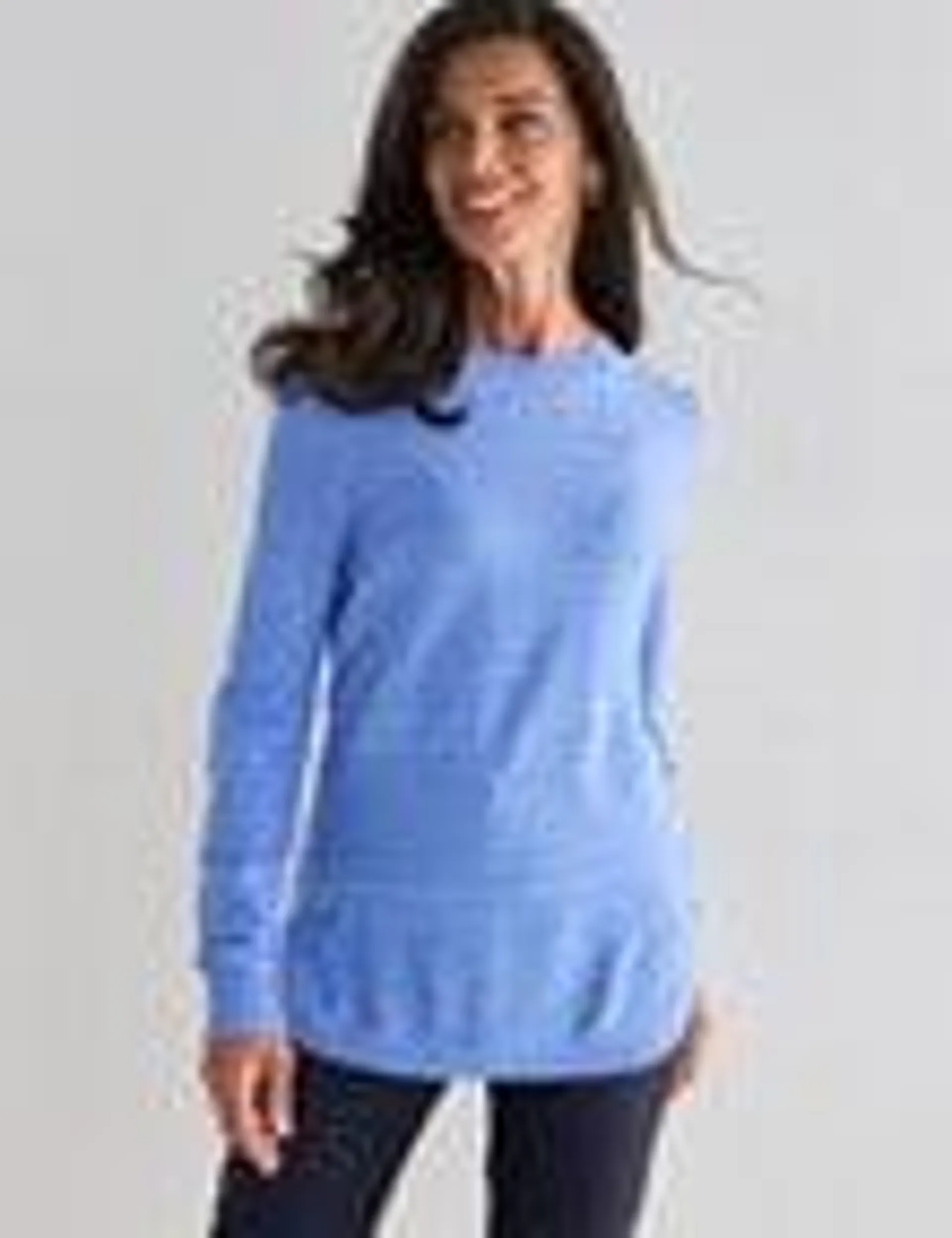 Ella J Textured Crewneck Long Sleeve Jumper, Cornflower