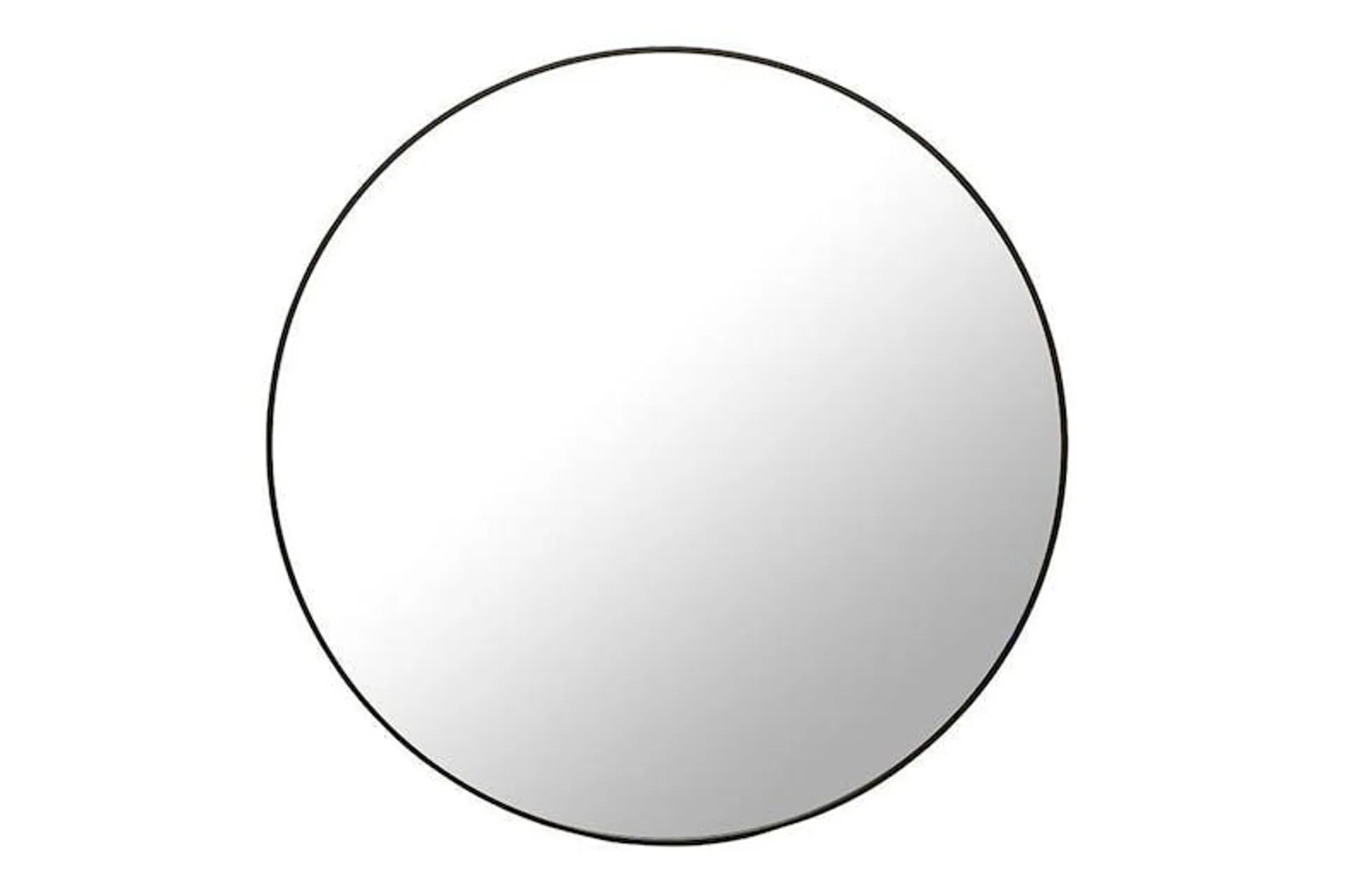 90cm Round Metal Frame Non-Bevelled Mirror - Black