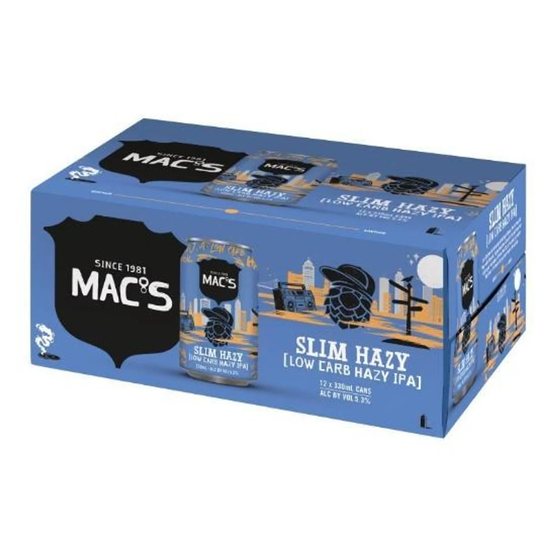 Mac's Slim Hazy Low Carb Hazy IPA Cans 12x330ml