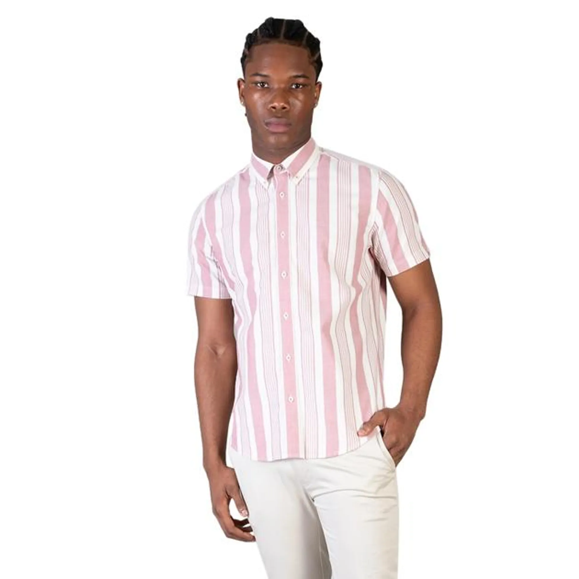 Ben Sherman Yd Stripe Ss Mod Shirt Raspberry