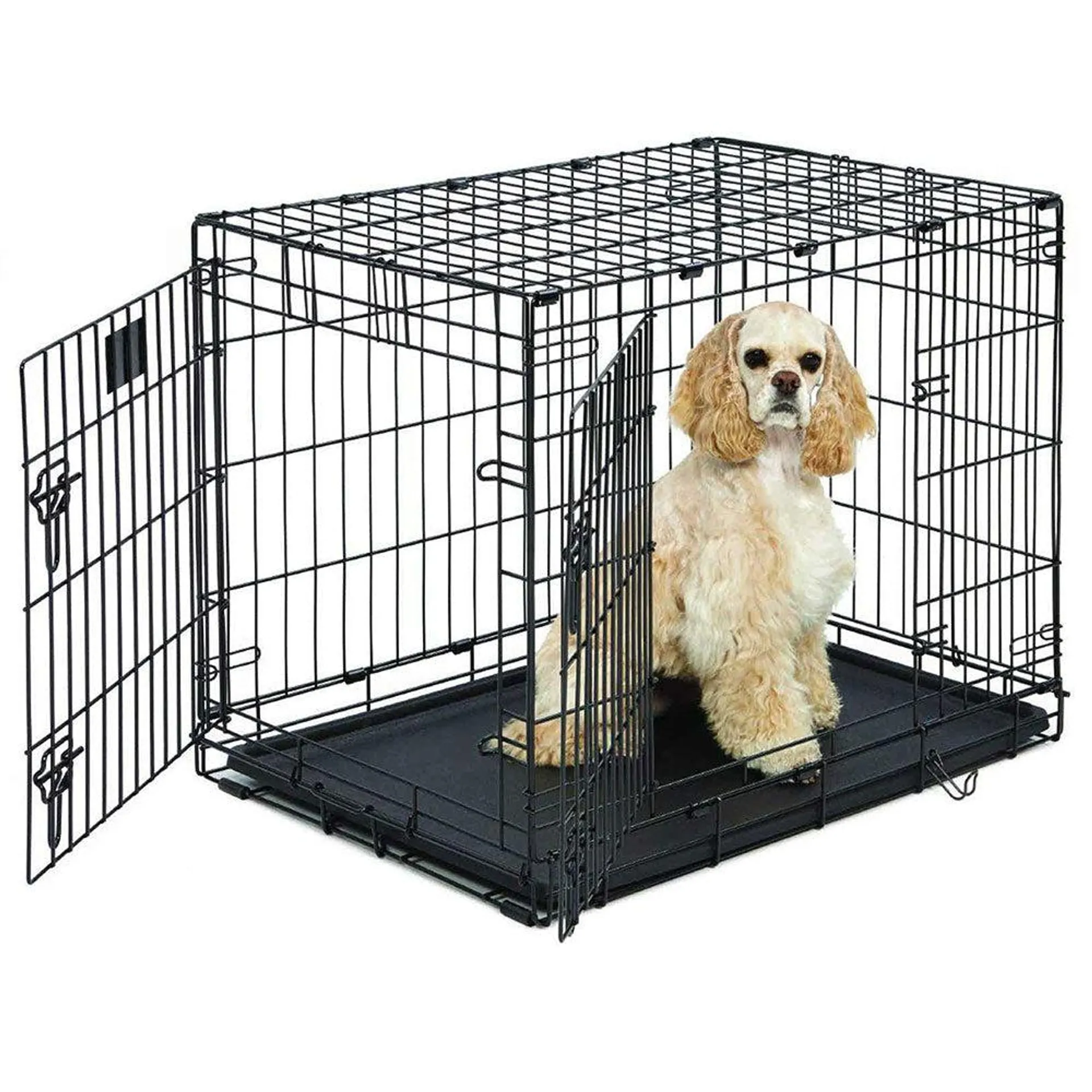 Foldable Dog Cage with Double Door - Medium