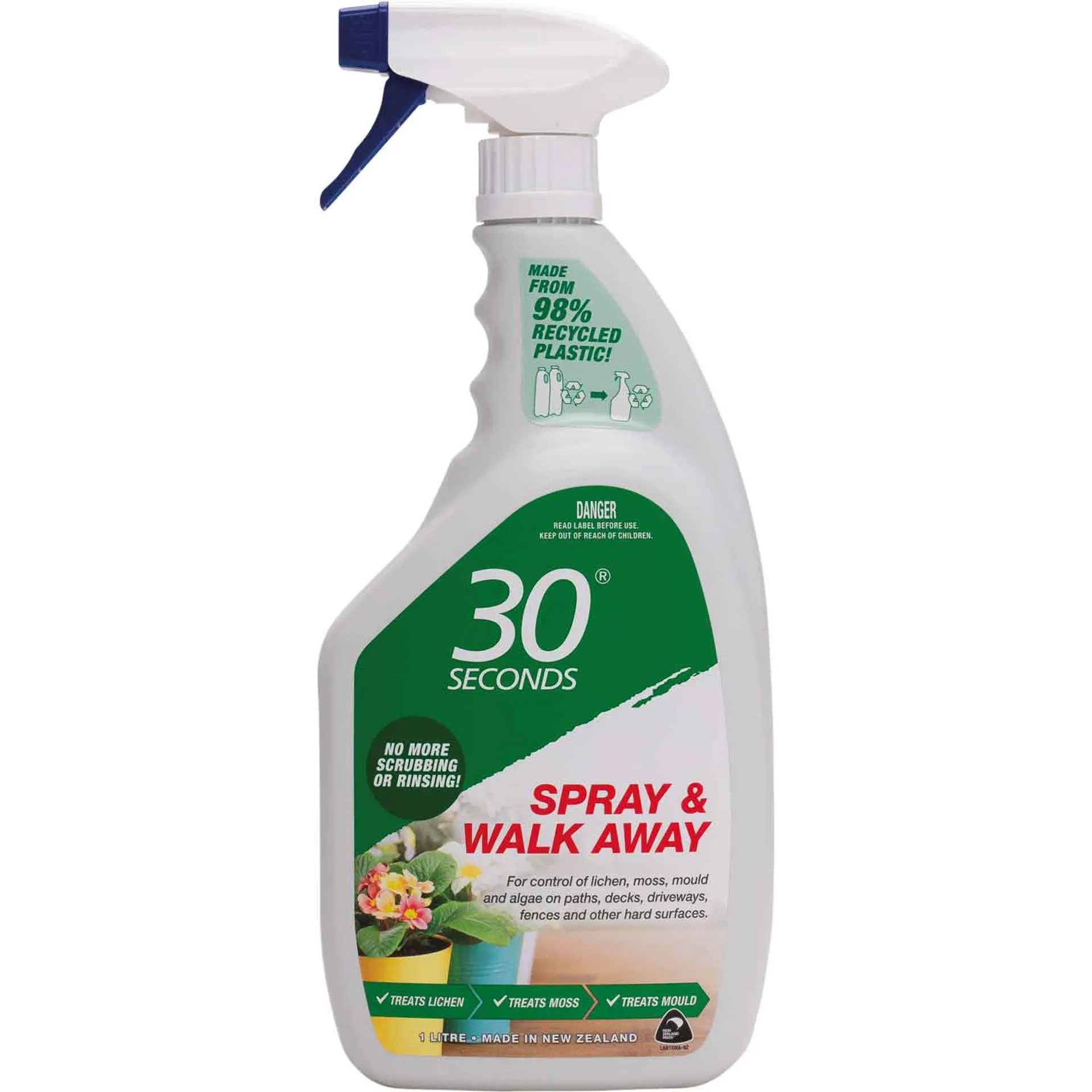 30 Seconds Spray & Walk Away Lichen, Moss And Mould Remover Trigger Pack 1 Litre