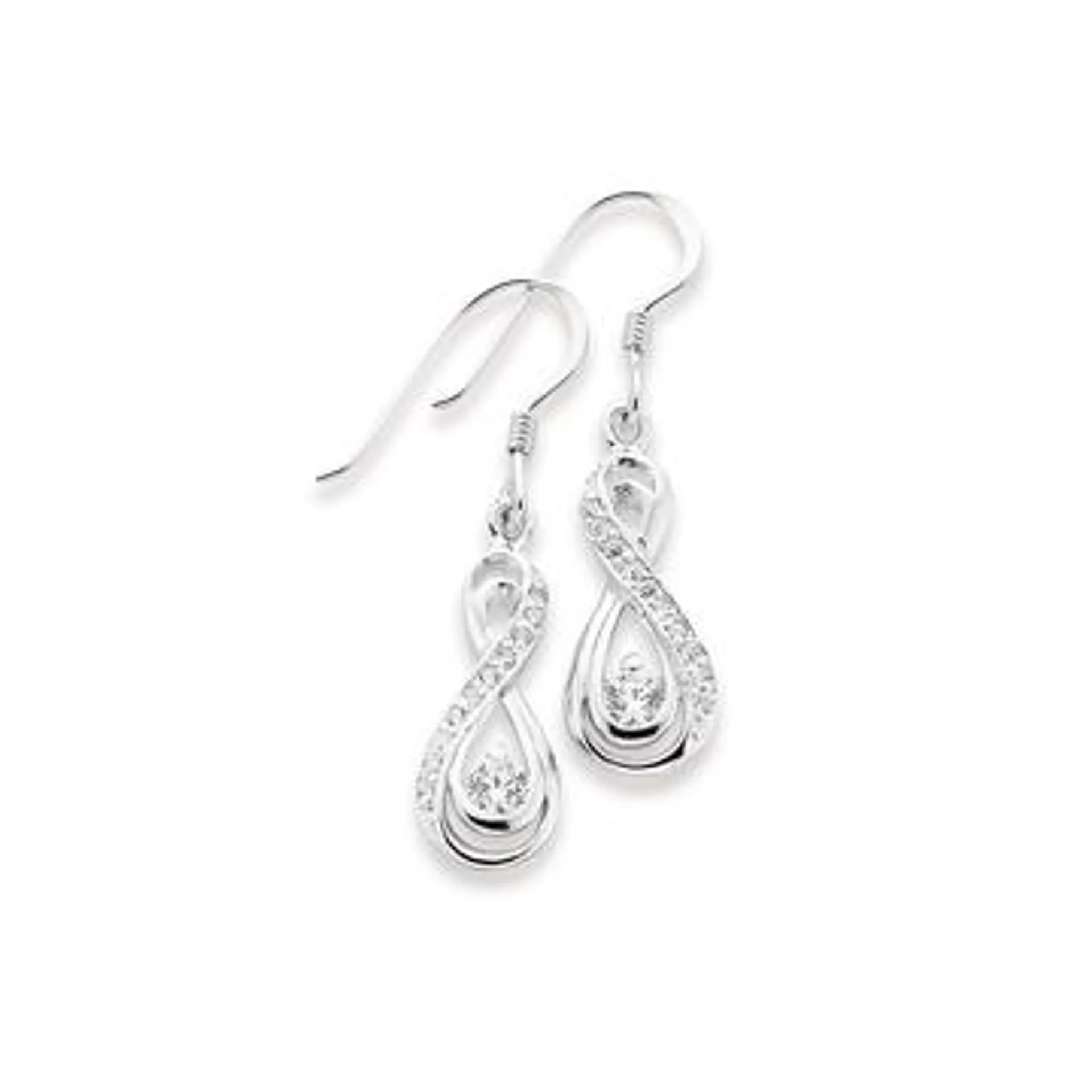 Sterling Silver Cubic Zirconia Fancy Infinity Drop Earrings