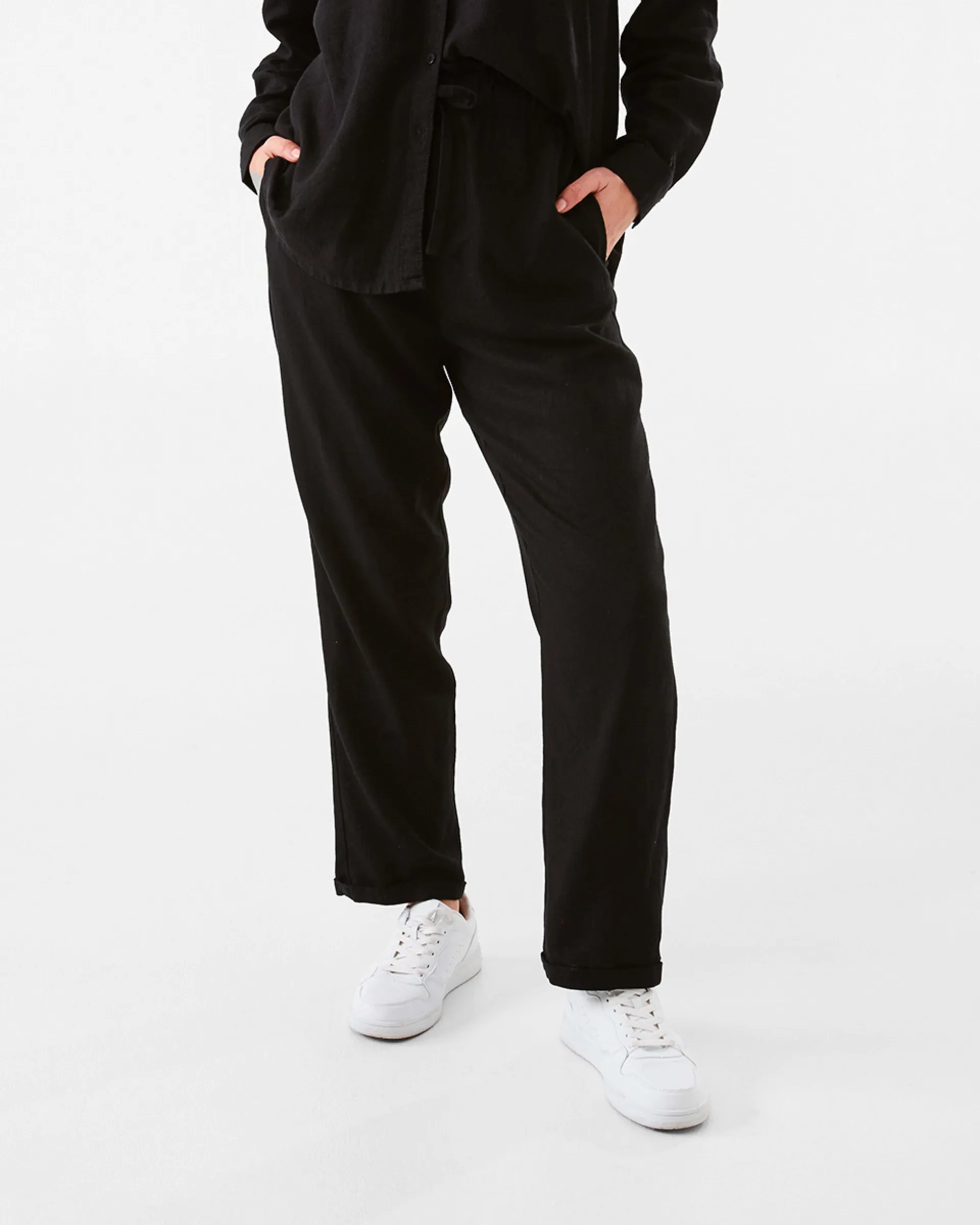 Drawstring Linen Blend Pants