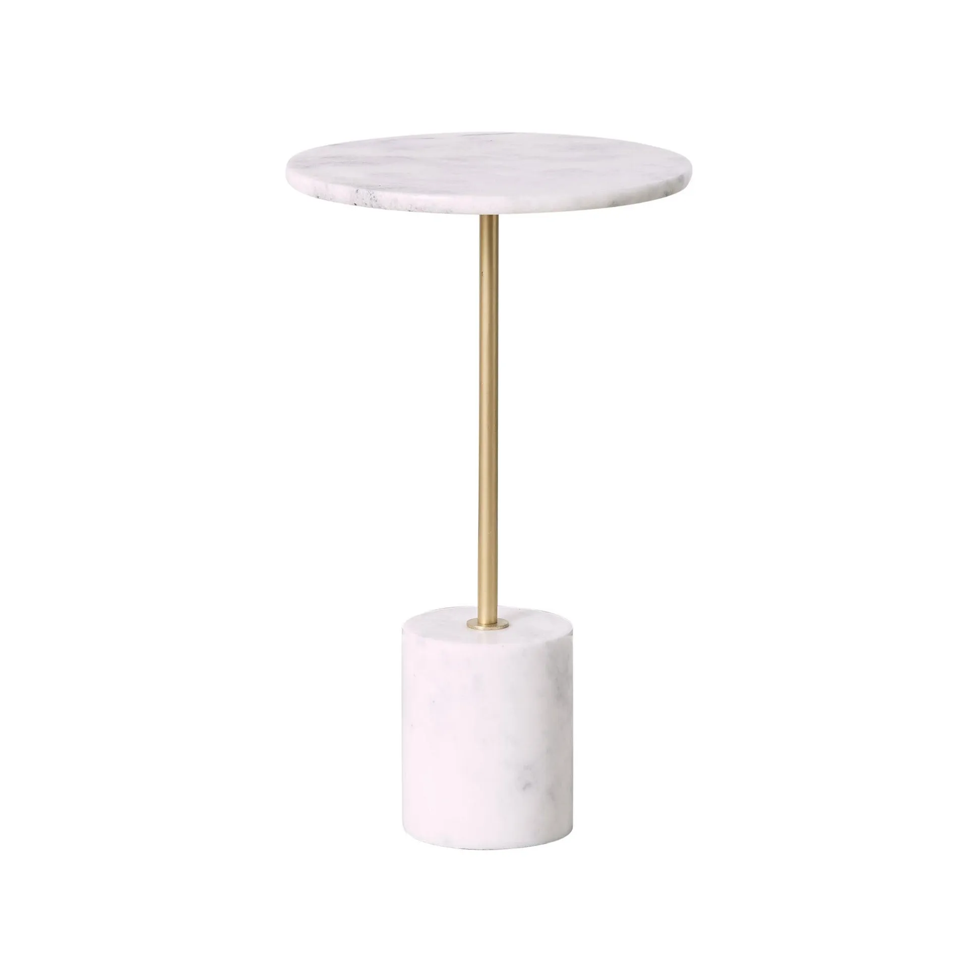Layla White Marble Round Side Table Large 35.5x61.5cm