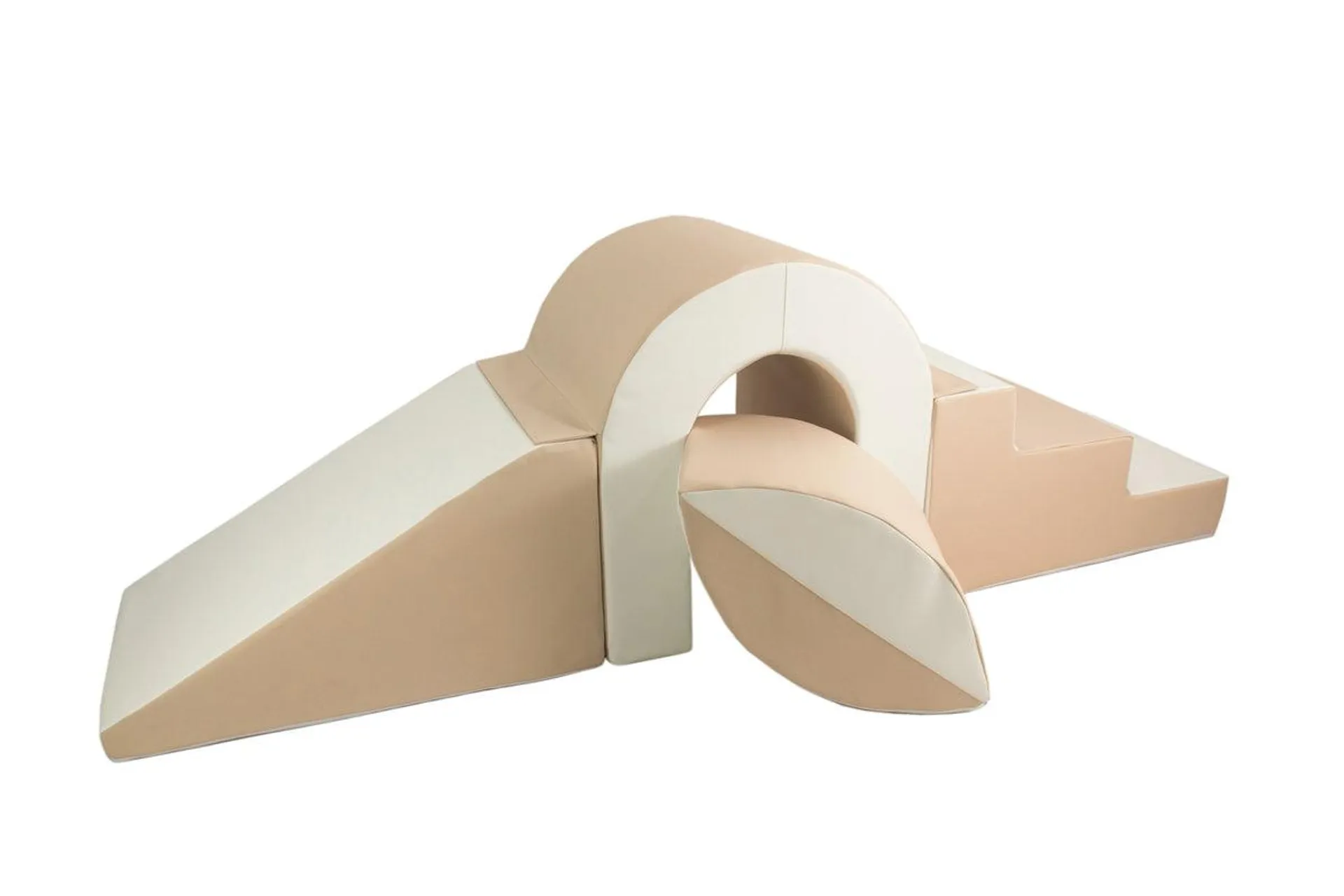Eco Leather Step and Climb Soft Play Set - Beige and White