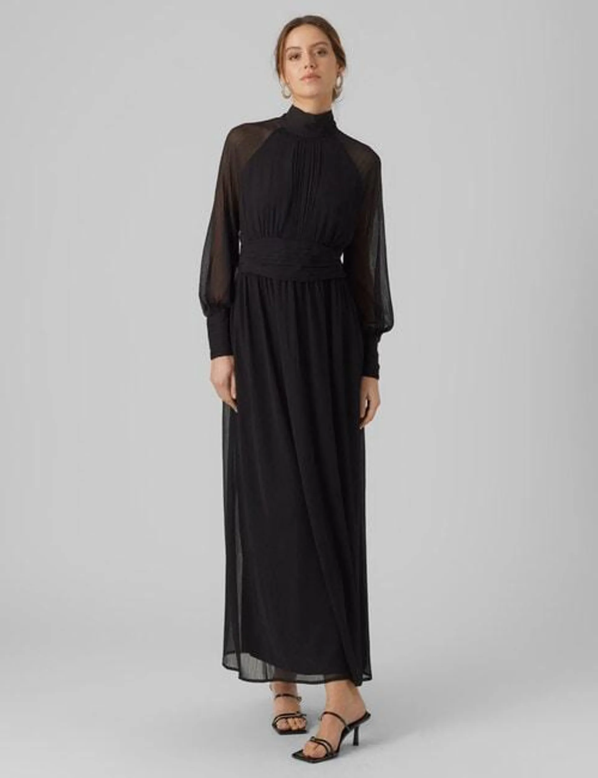 Vero Moda Gaila Long Sleeve V-Neck Maxi Dress, Black