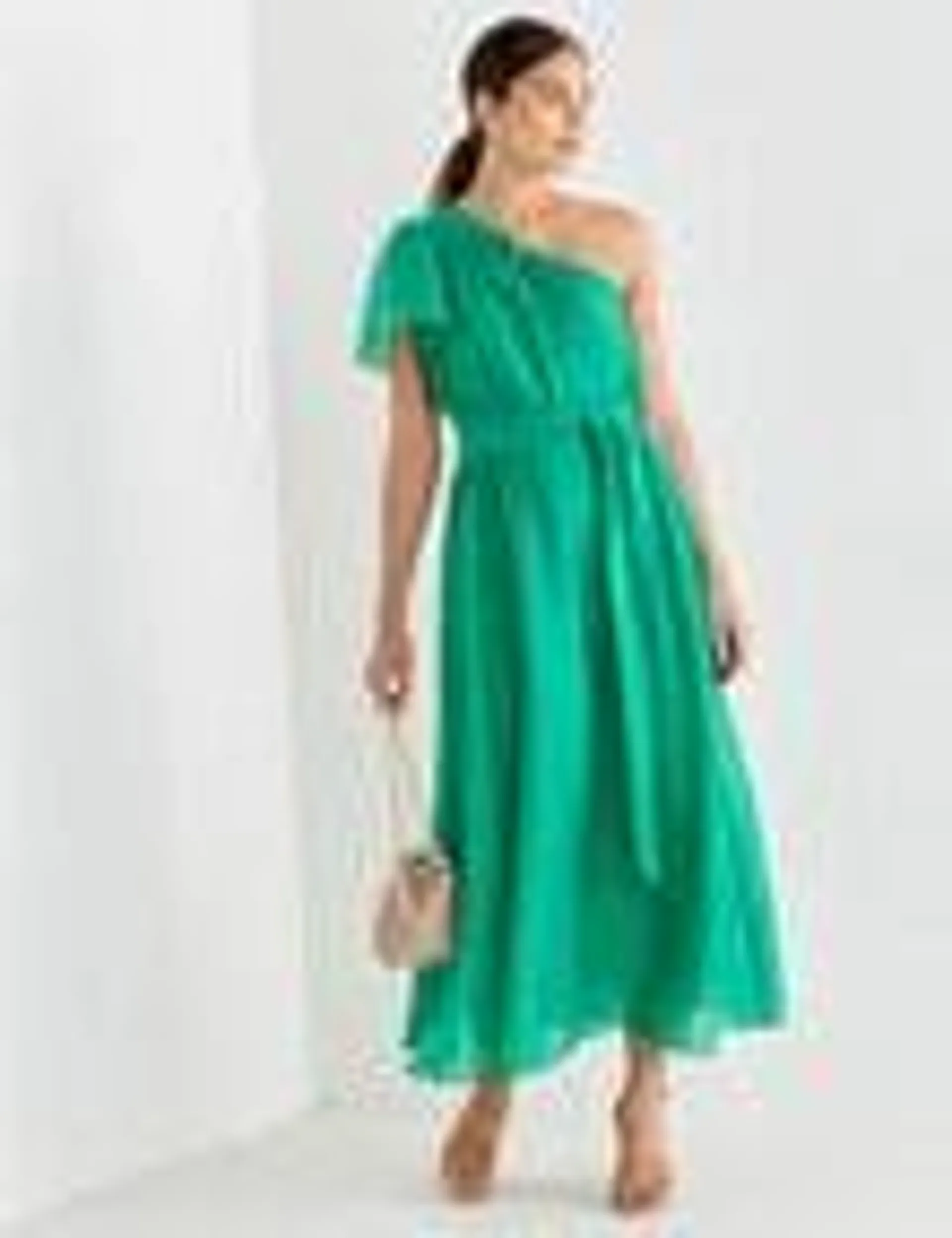 Harlow One Shoulder Midi Dress, Chateau Green