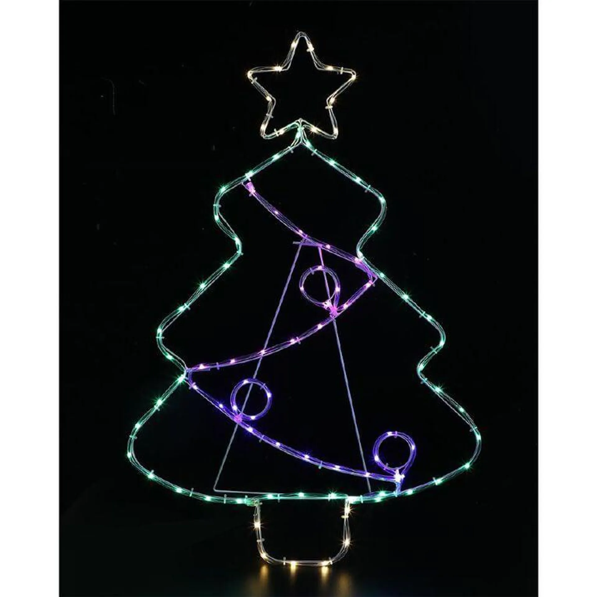 Wonderland Solar Tree With Star Silver Wire Multi-Coloured 83cm 92 LED