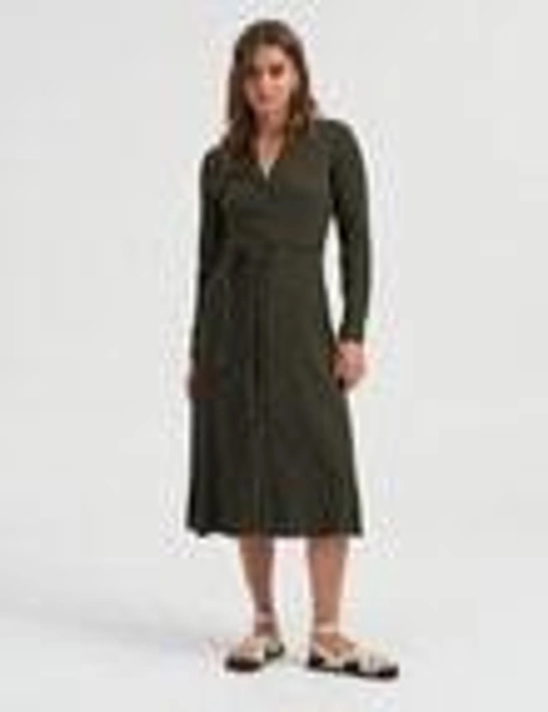 ONLY Martina Long Sleeve Midi Shirt Dress, Rosin