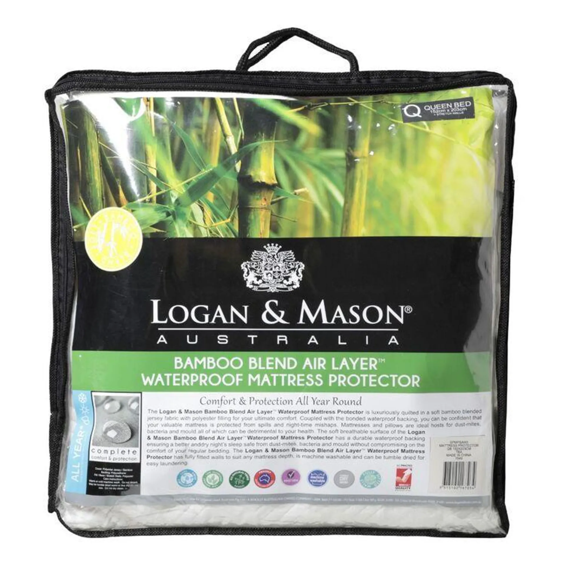 Logan & Mason Bamboo Blend Air Layer Waterproof Mattress Protector White