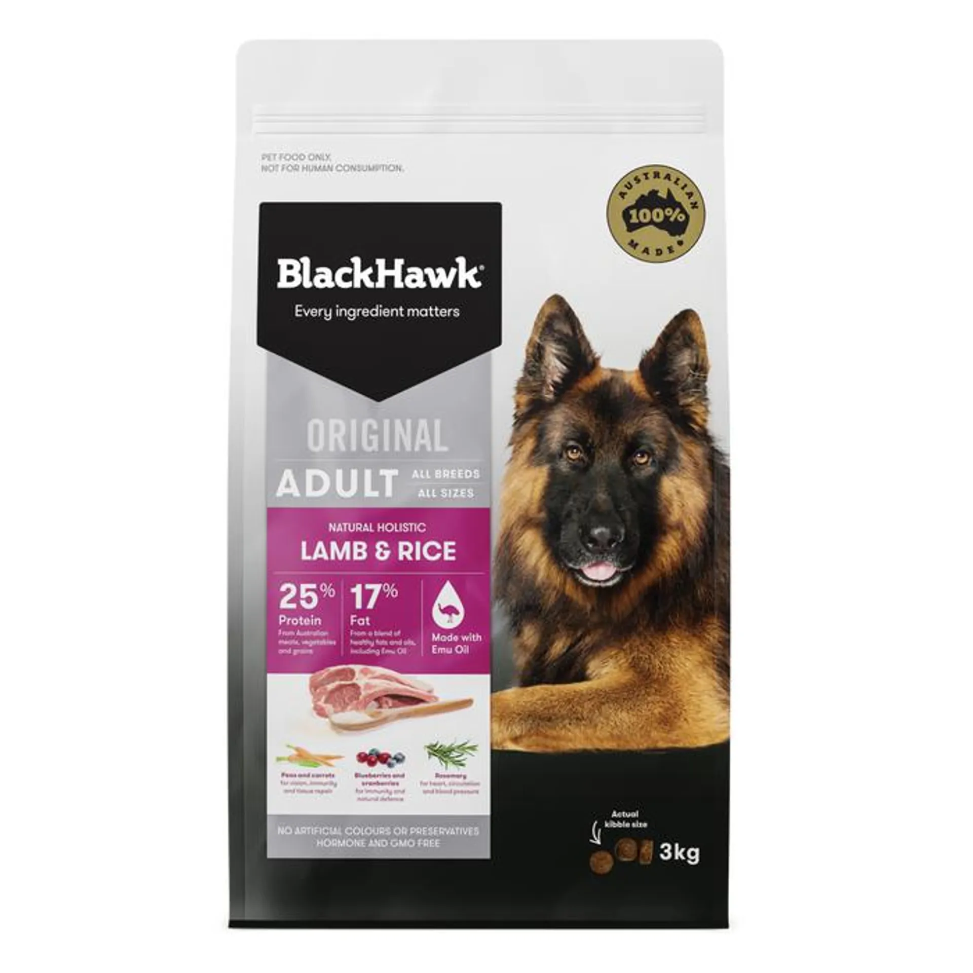 Black Hawk Lamb & Rice Adult Dog Food 3kg