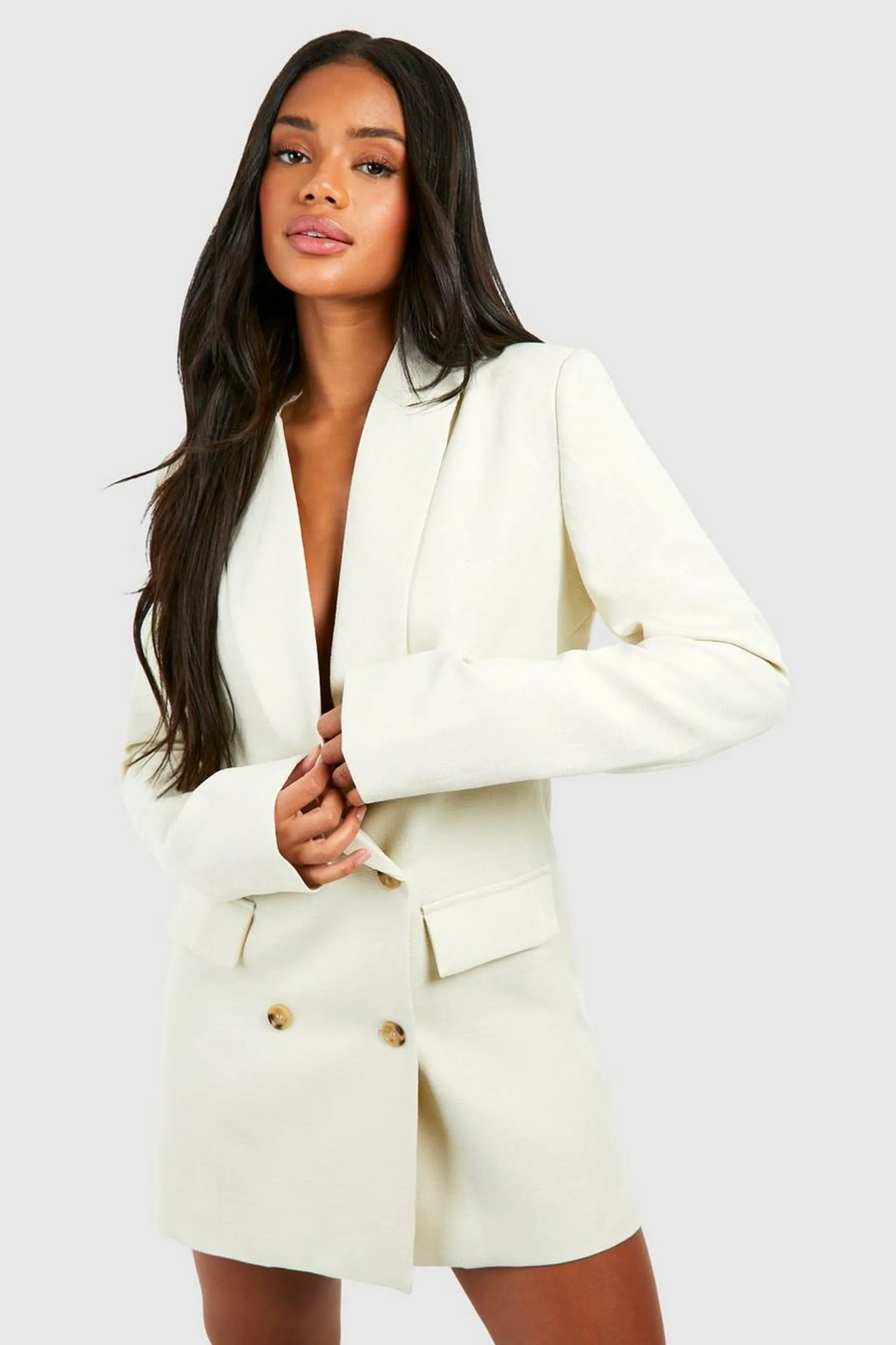 Linen Double Breasted Oversized Blazer Dress