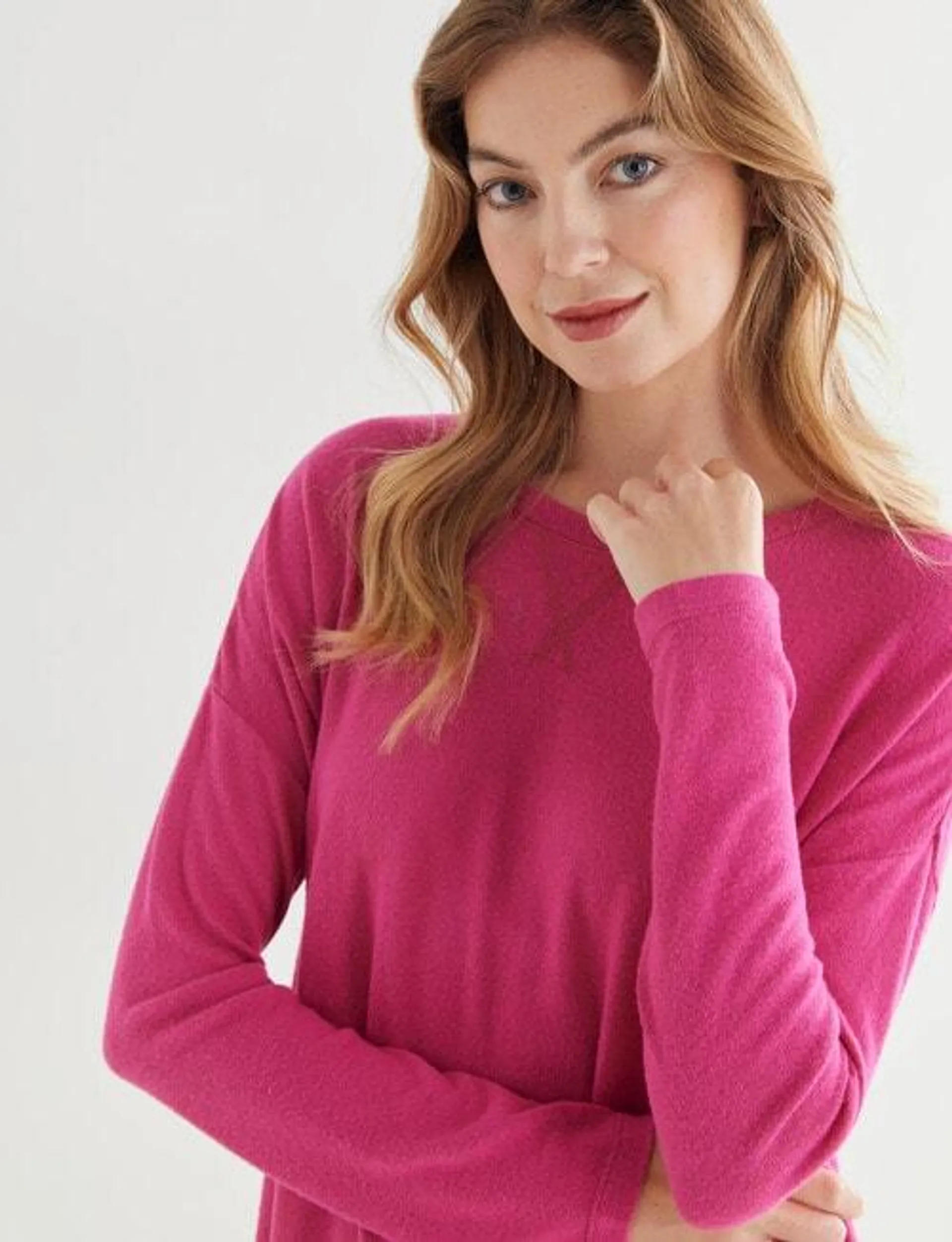 Zest Supersoft Brushed Crew Tee, Fuchsia