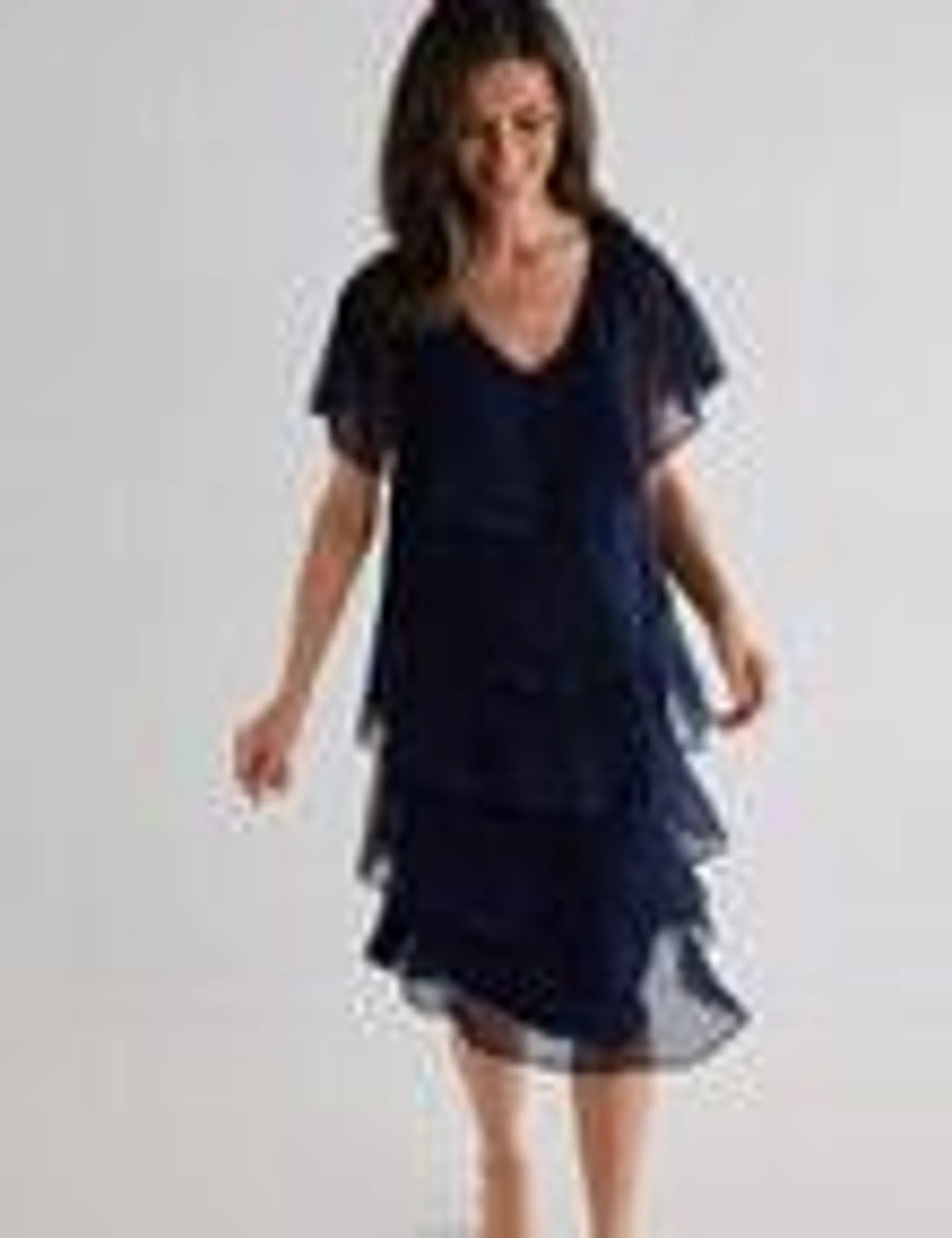 Ella J Layered Dress, Navy