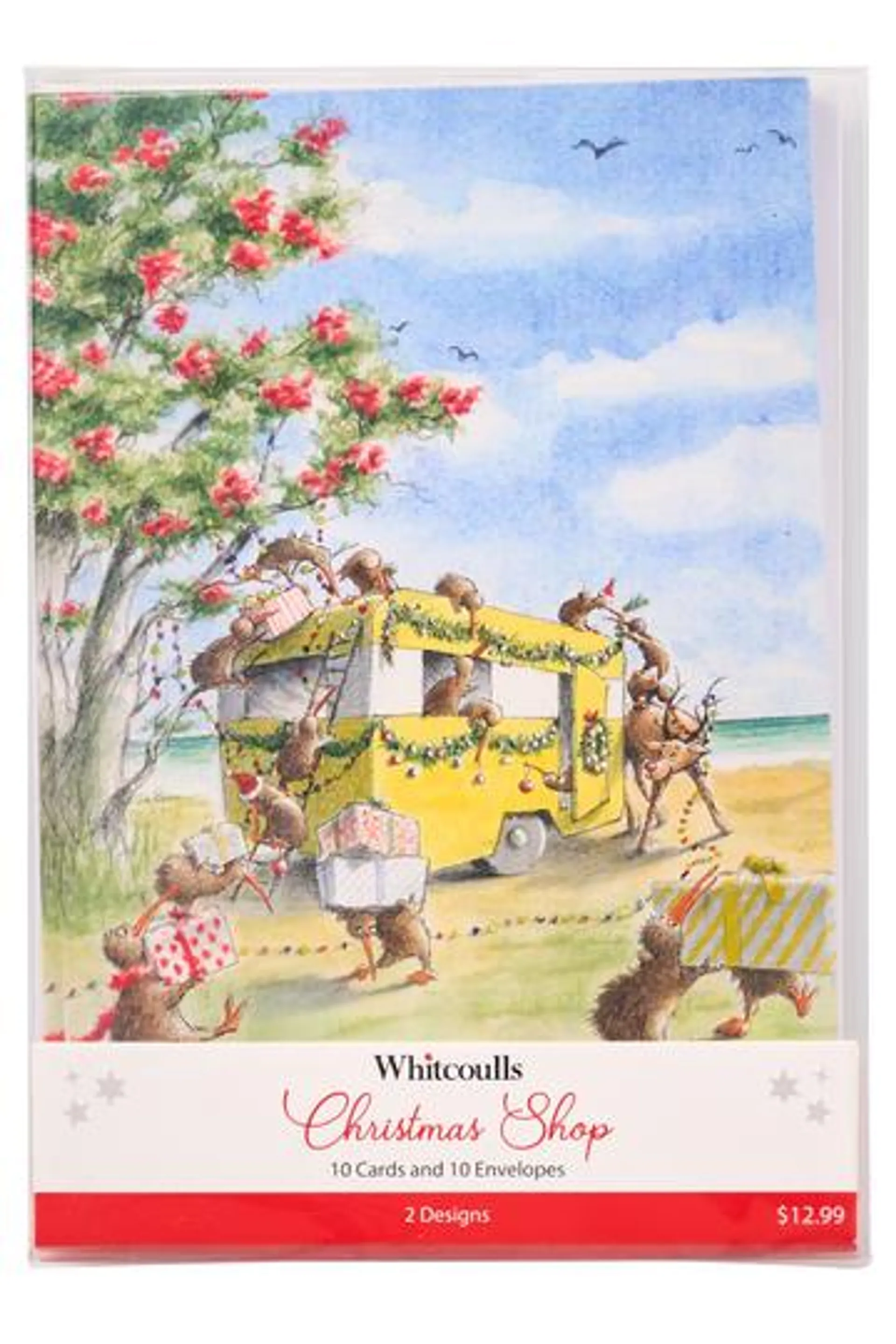 Whitcoulls Christmas Shop Boxed Cards Kiwi Caravan Pack of 10