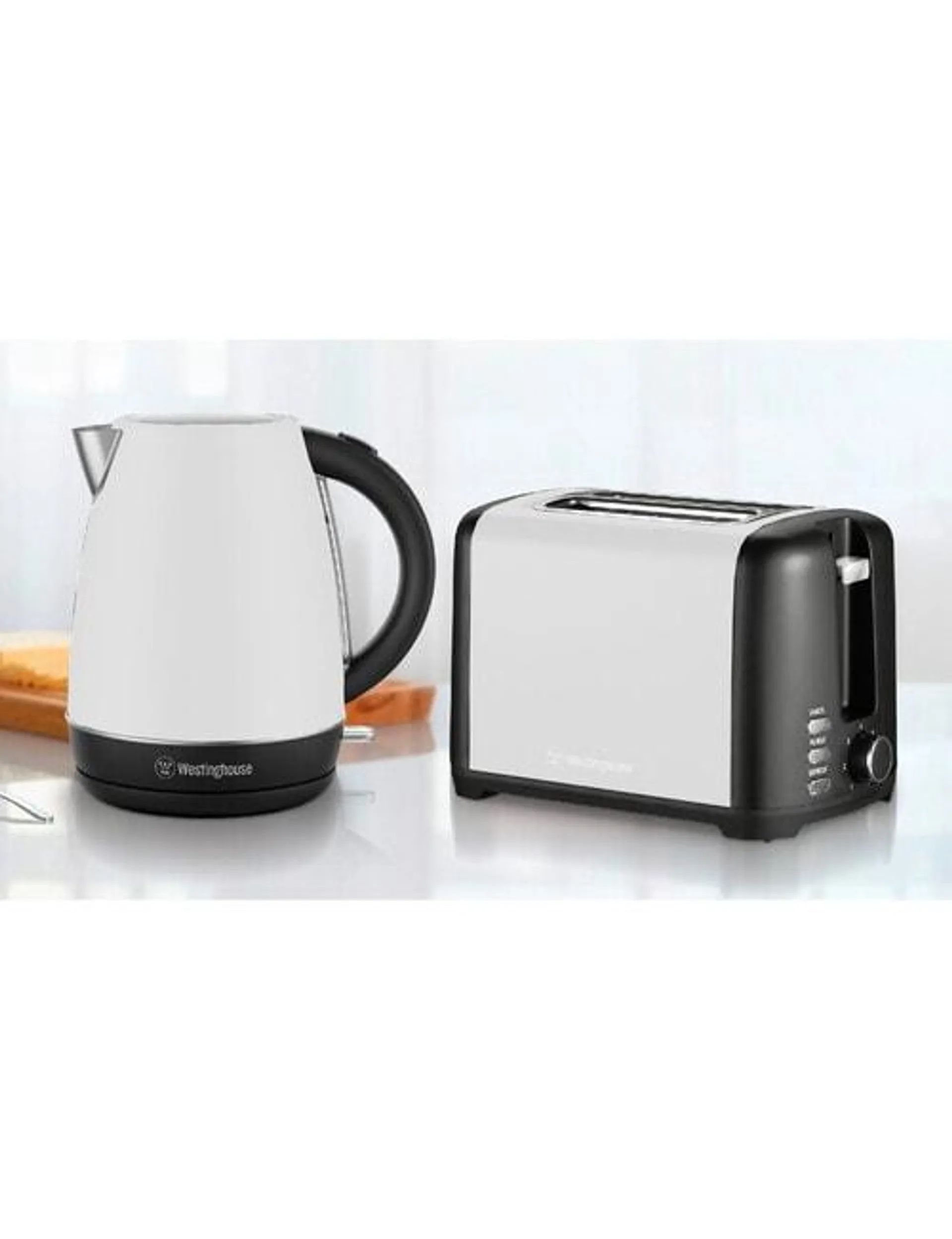 Westinghouse Kettle & Toaster Set, White, WHKTP11W