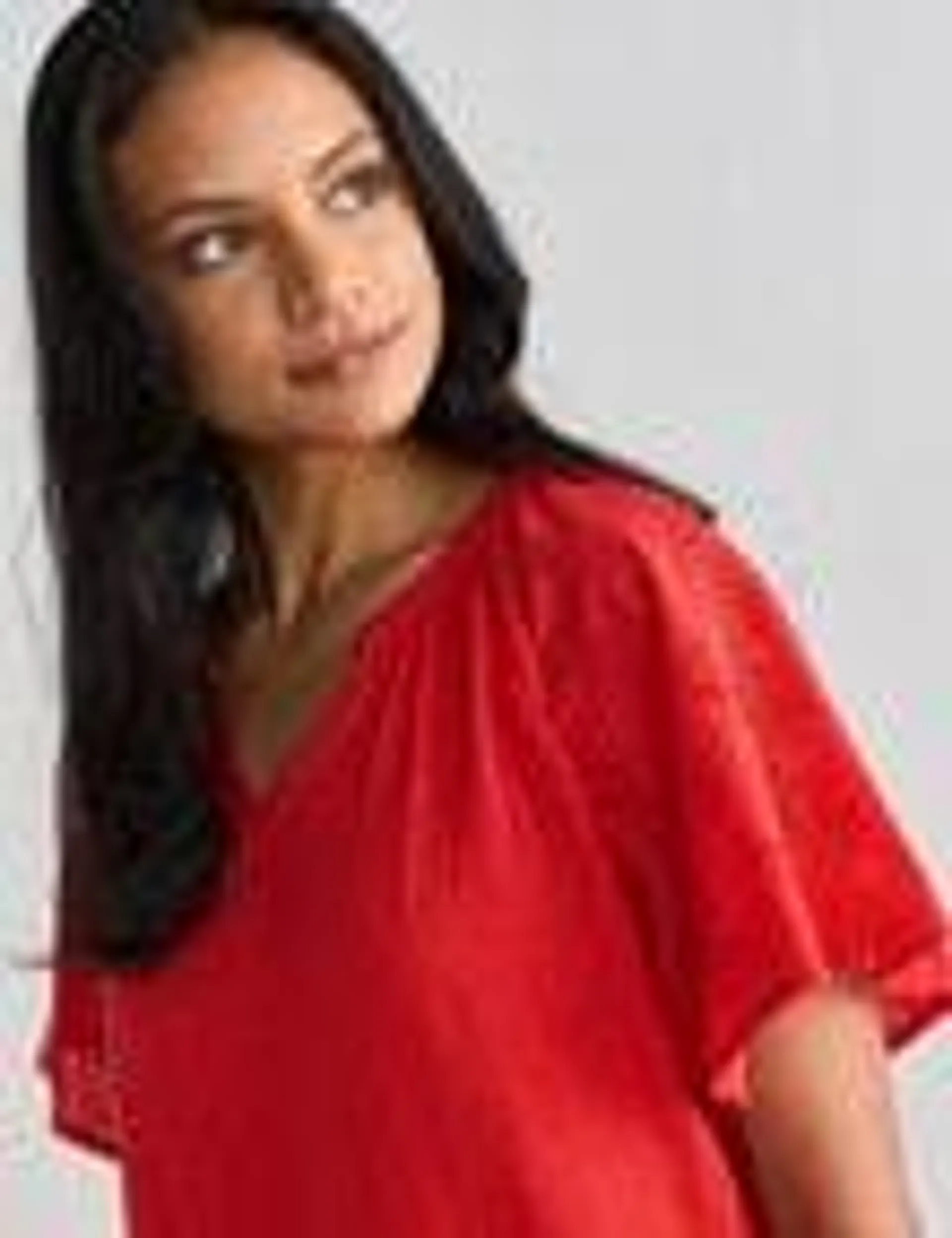 Zest Broderie Sleeve Top, Red