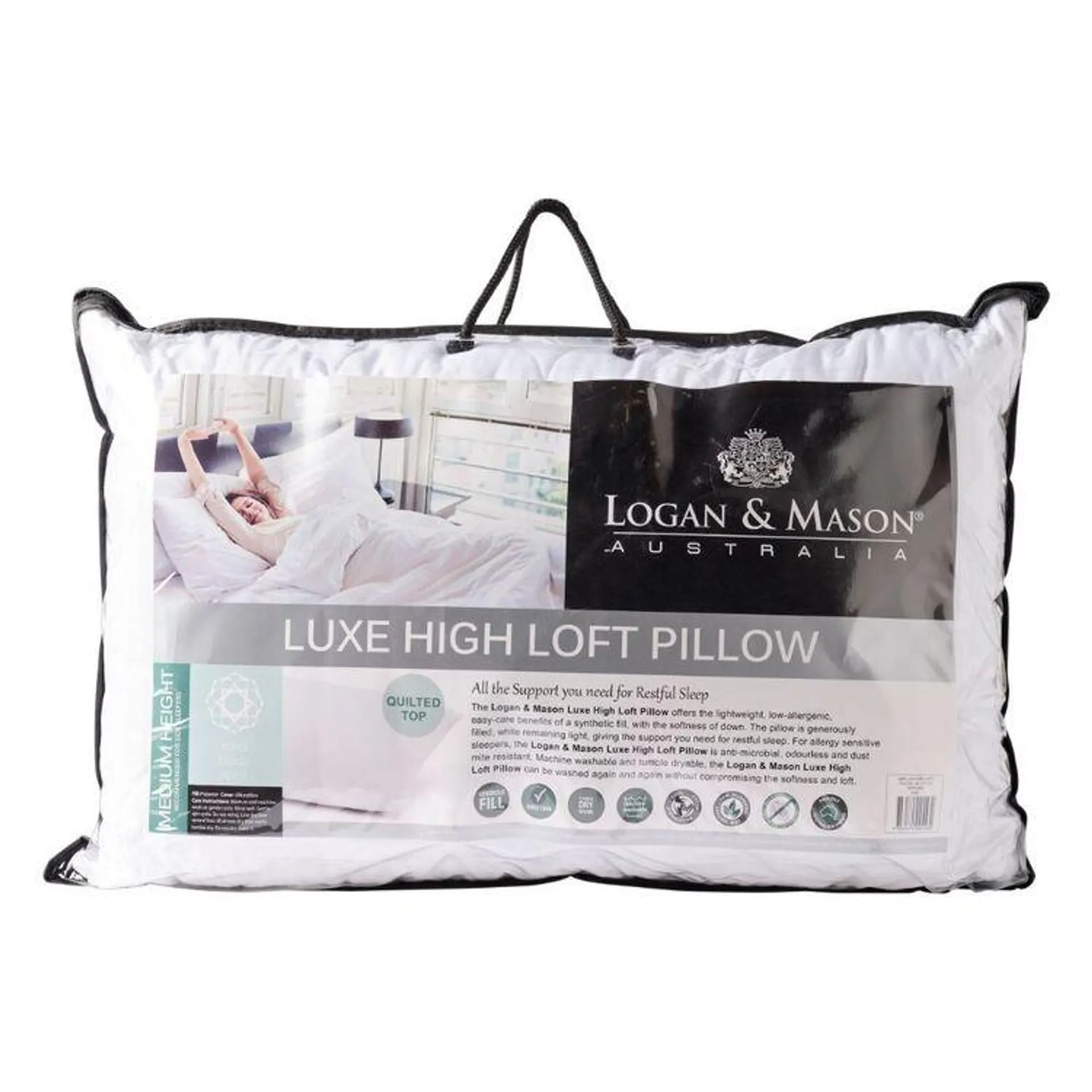 Logan & Mason Luxe High Loft Pillow White Standard