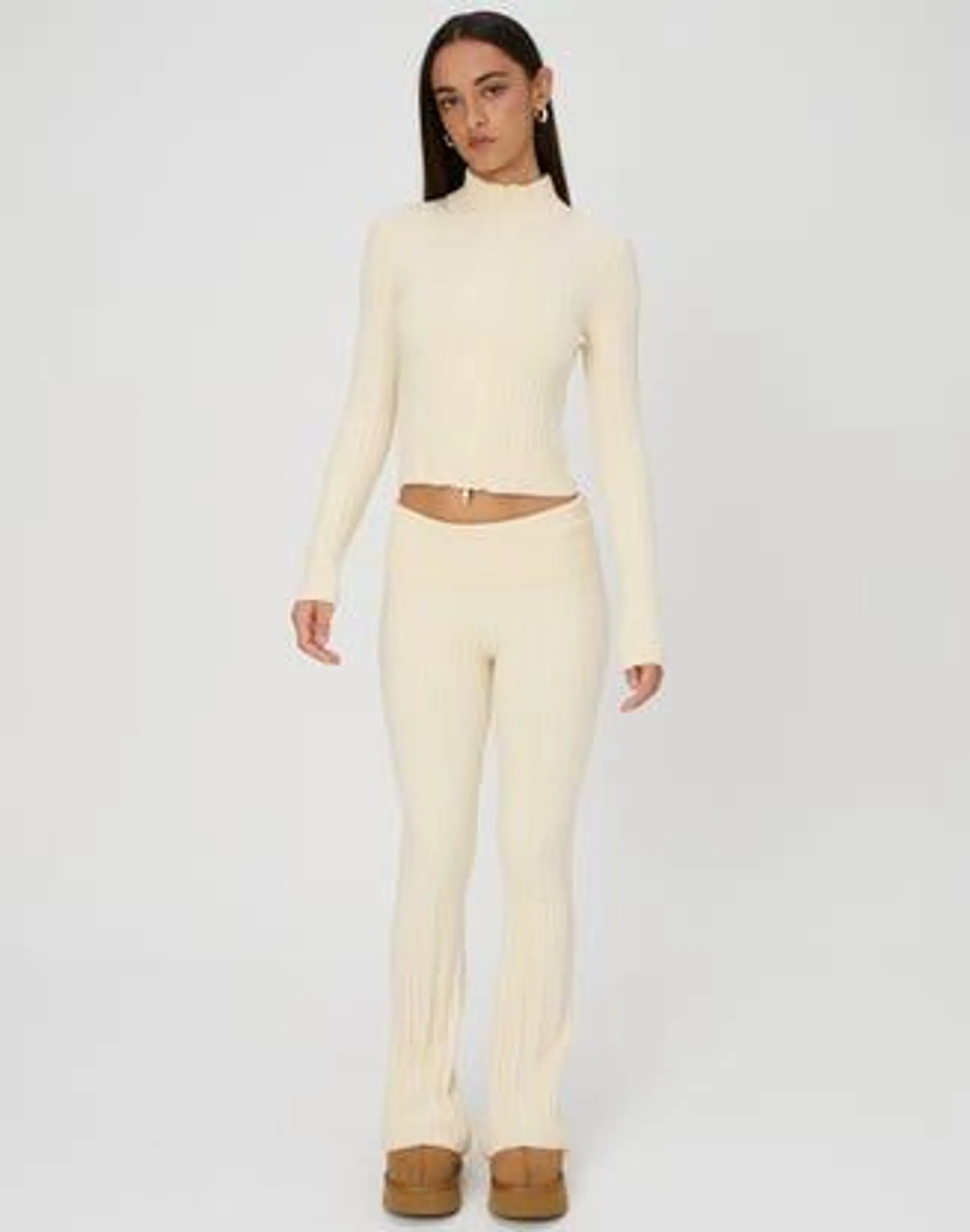 Foldover Cable Knit Pant