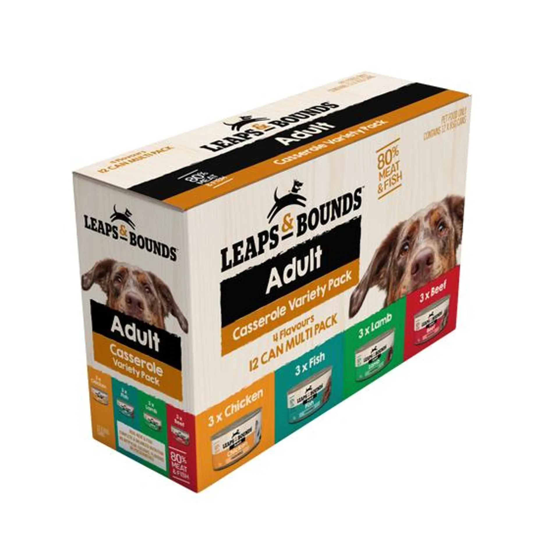 Leaps & Bounds Dog Adult Casserole Variety Pack 12x85g