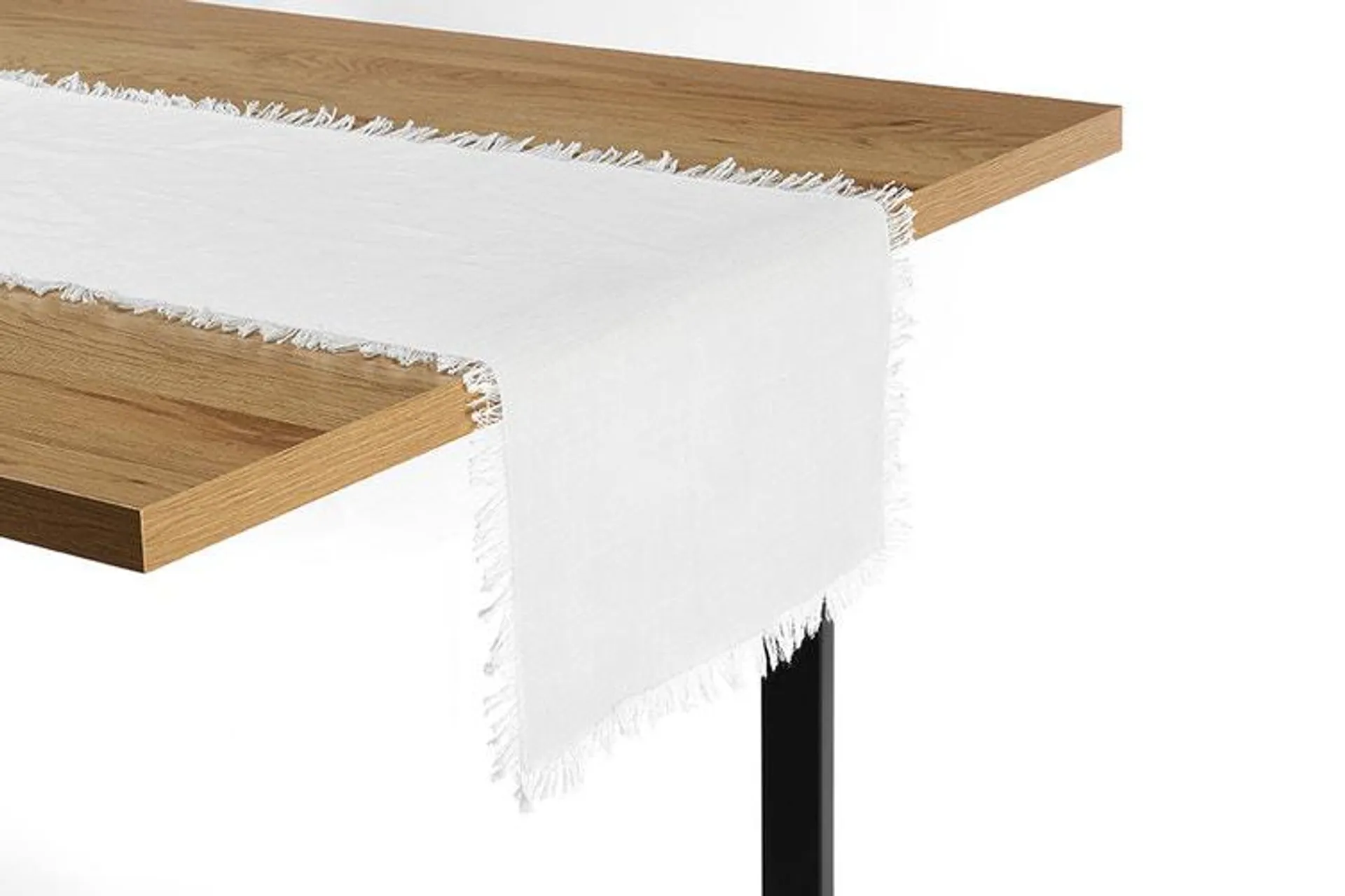 Shangri-La Ayra Fringed White Table Runner (35 x 180cm)