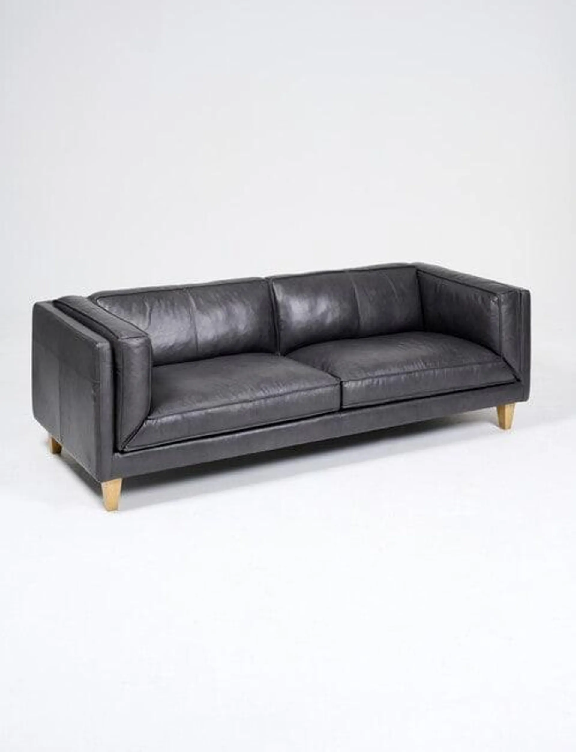 LUCA Berlin Leather 3 Seater Sofa, Carbon Grey