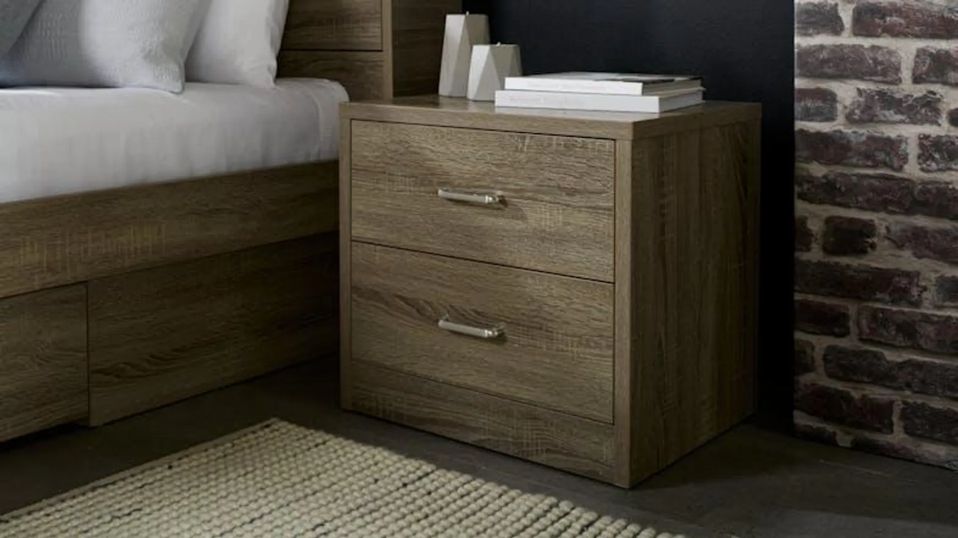 Edge 2 Drawer Bedside Table