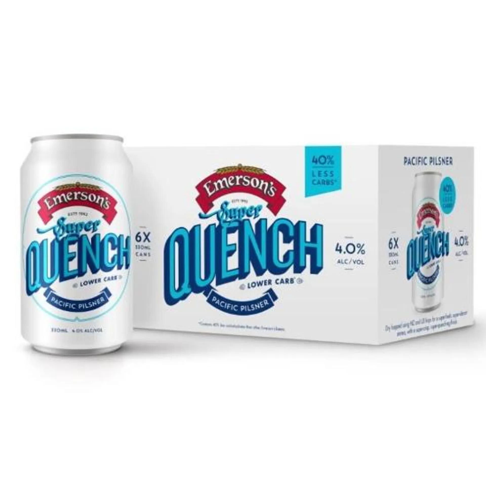 Emerson's Super Quench Lower Carb Pacific Pilsner Cans 6x330ml