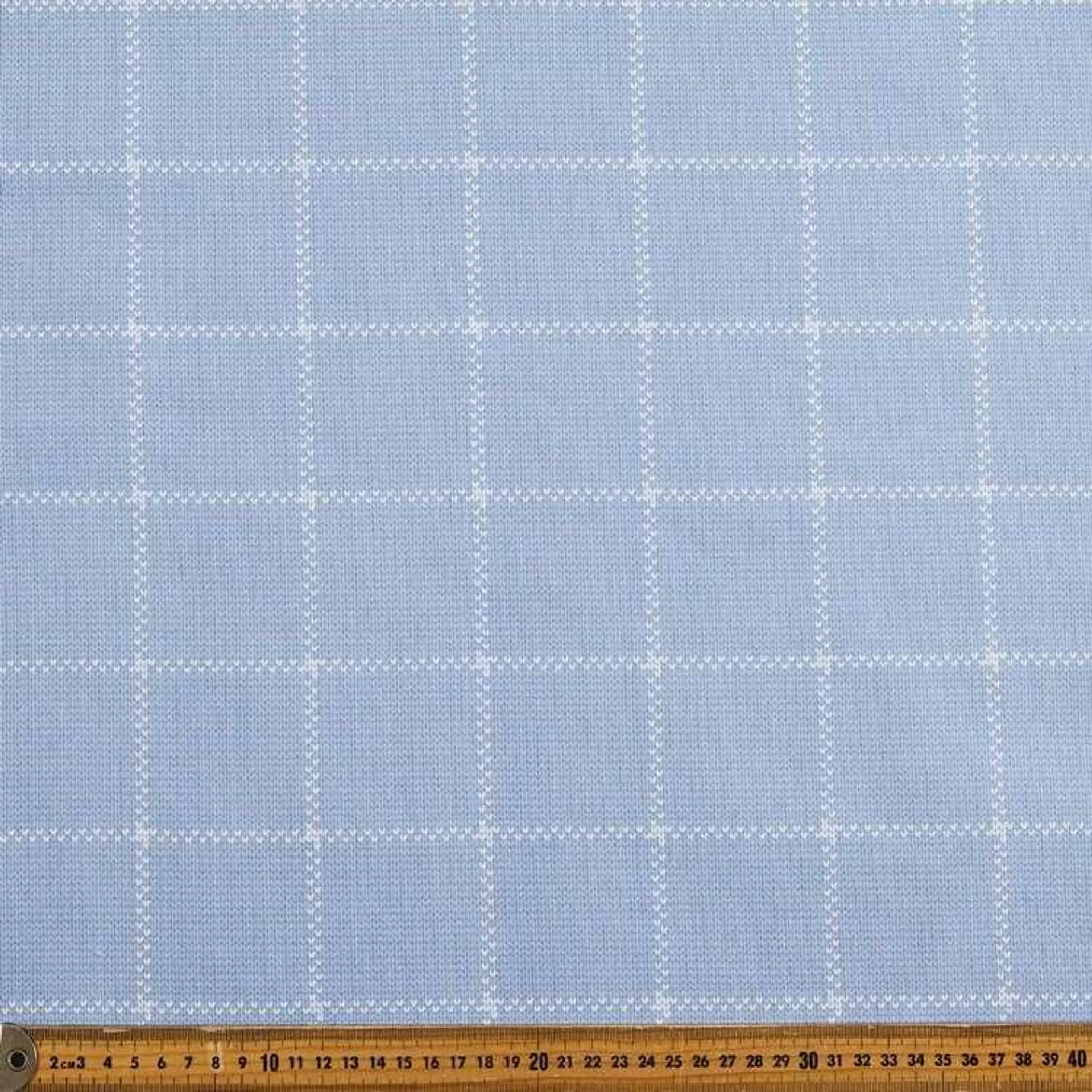 Corey Check Thermal Curtain Fabric Blue 120 cm