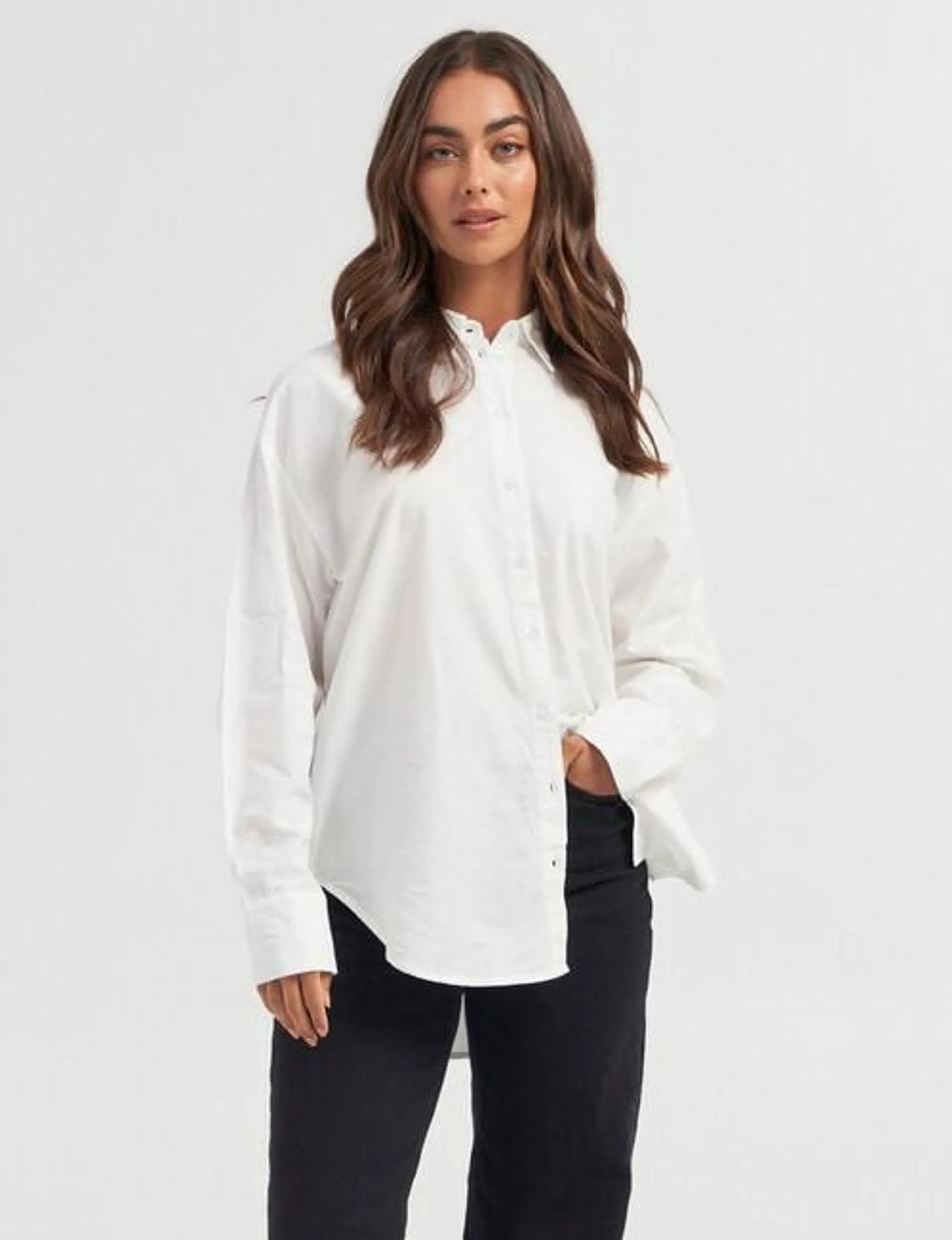 Vero Moda Kara Long Sleeve Long Shirt, Snow White