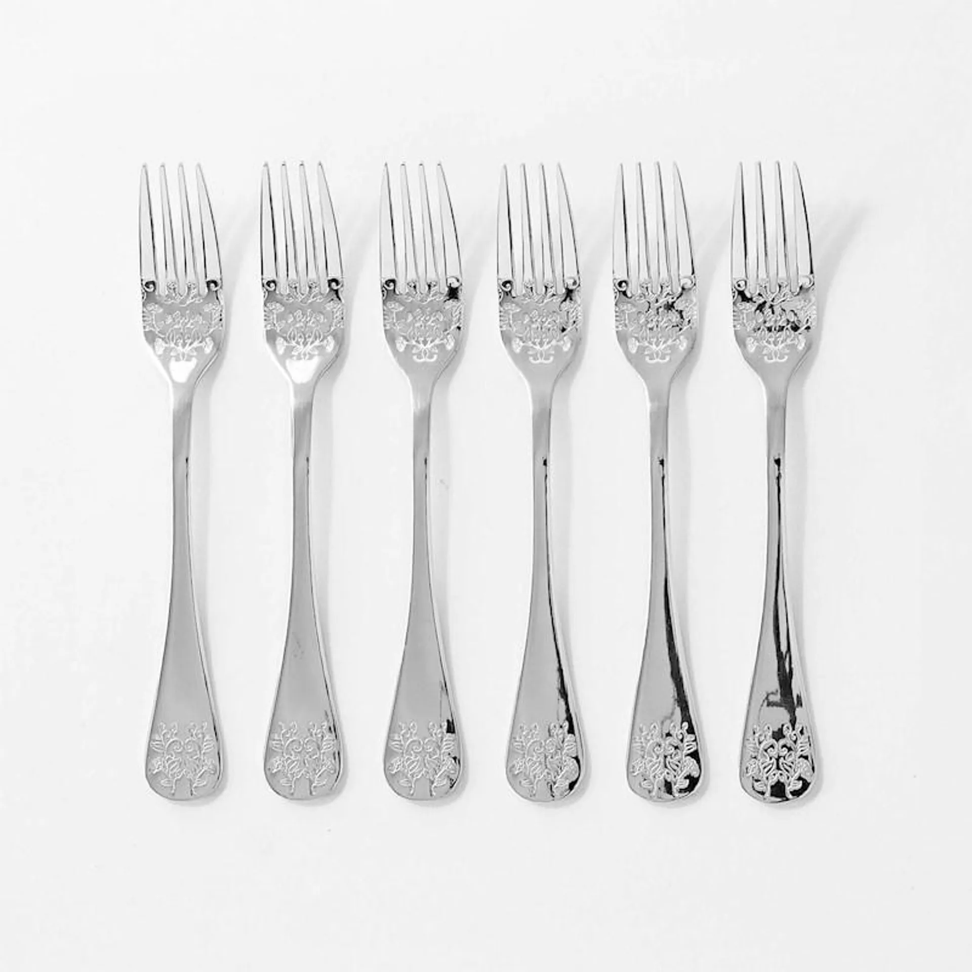 Bread & Butter Ambrosia Cake Fork Set 6Pc Silver