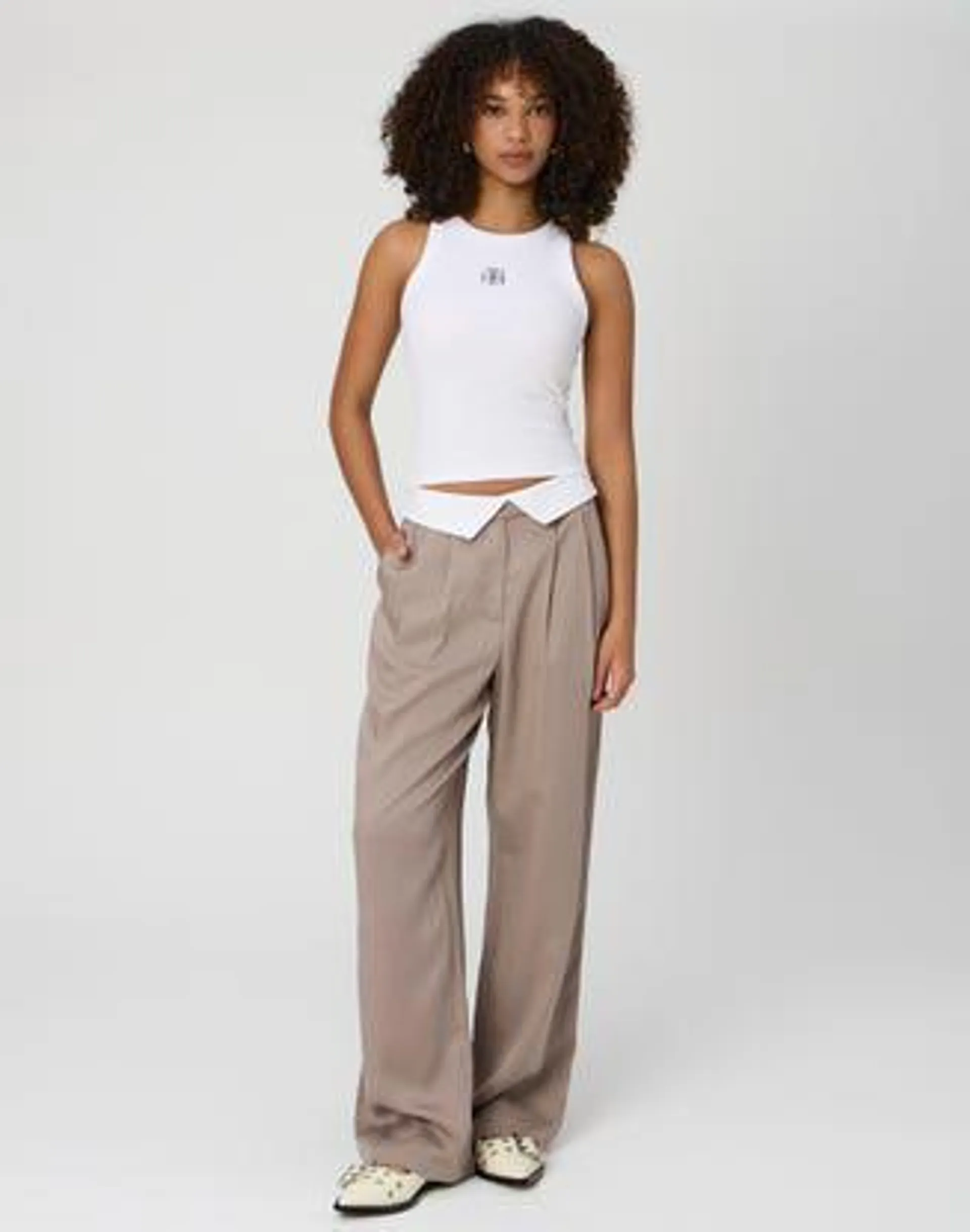 Foldover Tailored Low Rise Pants
