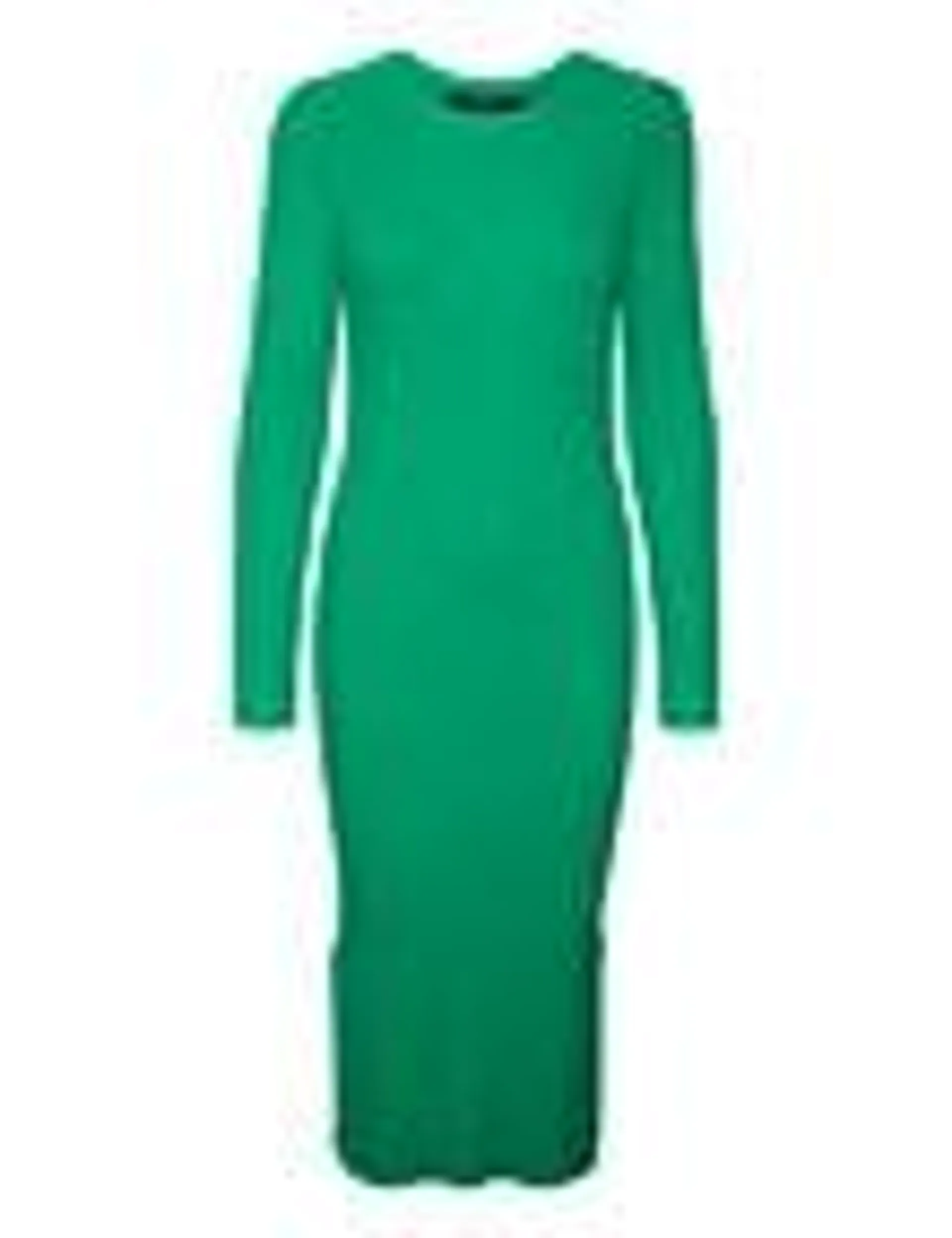 Vero Moda Glory Rib Long Sleeve O-Neck Calf Dress, Mint