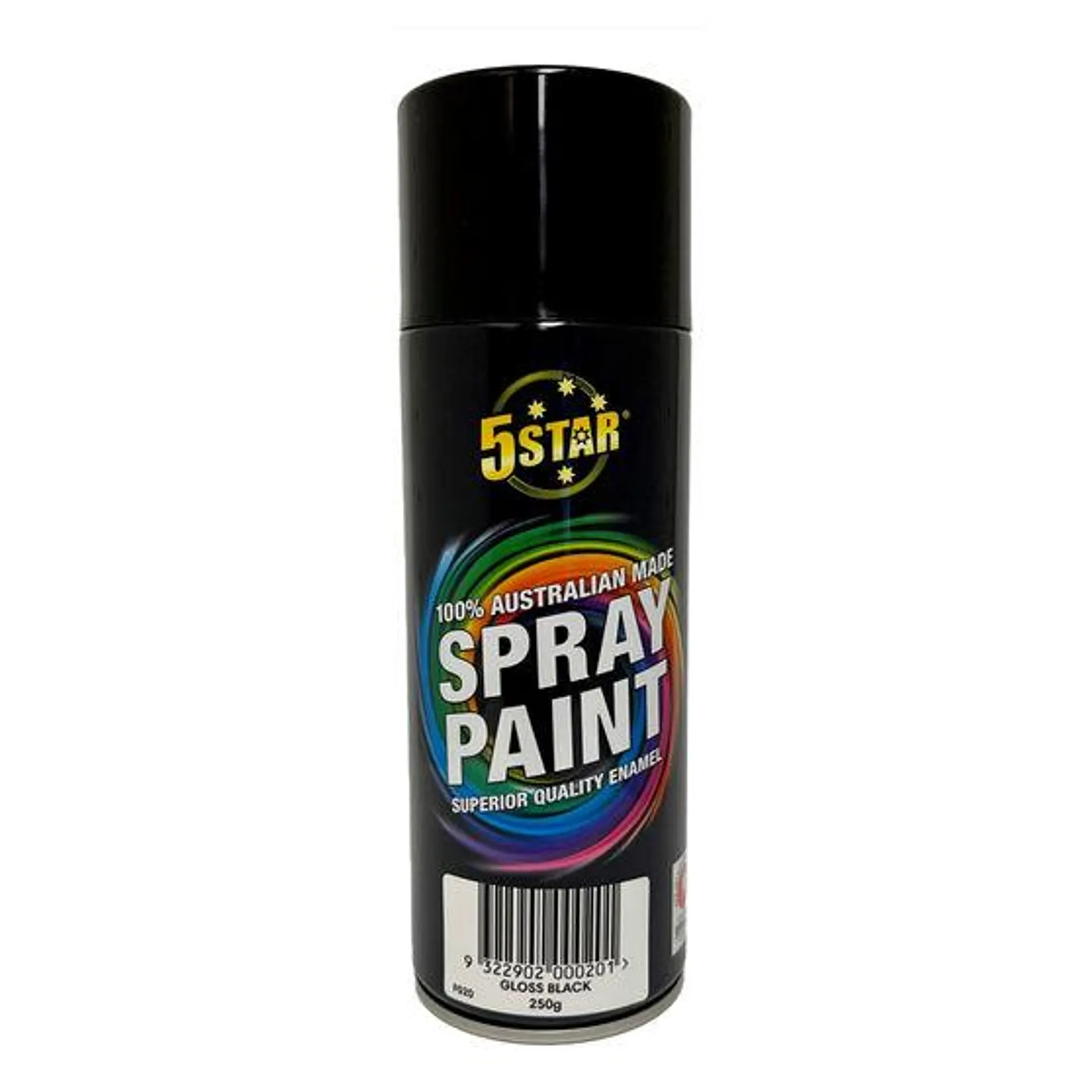 5 Star Enamel Spray Paint Gloss Black 250g