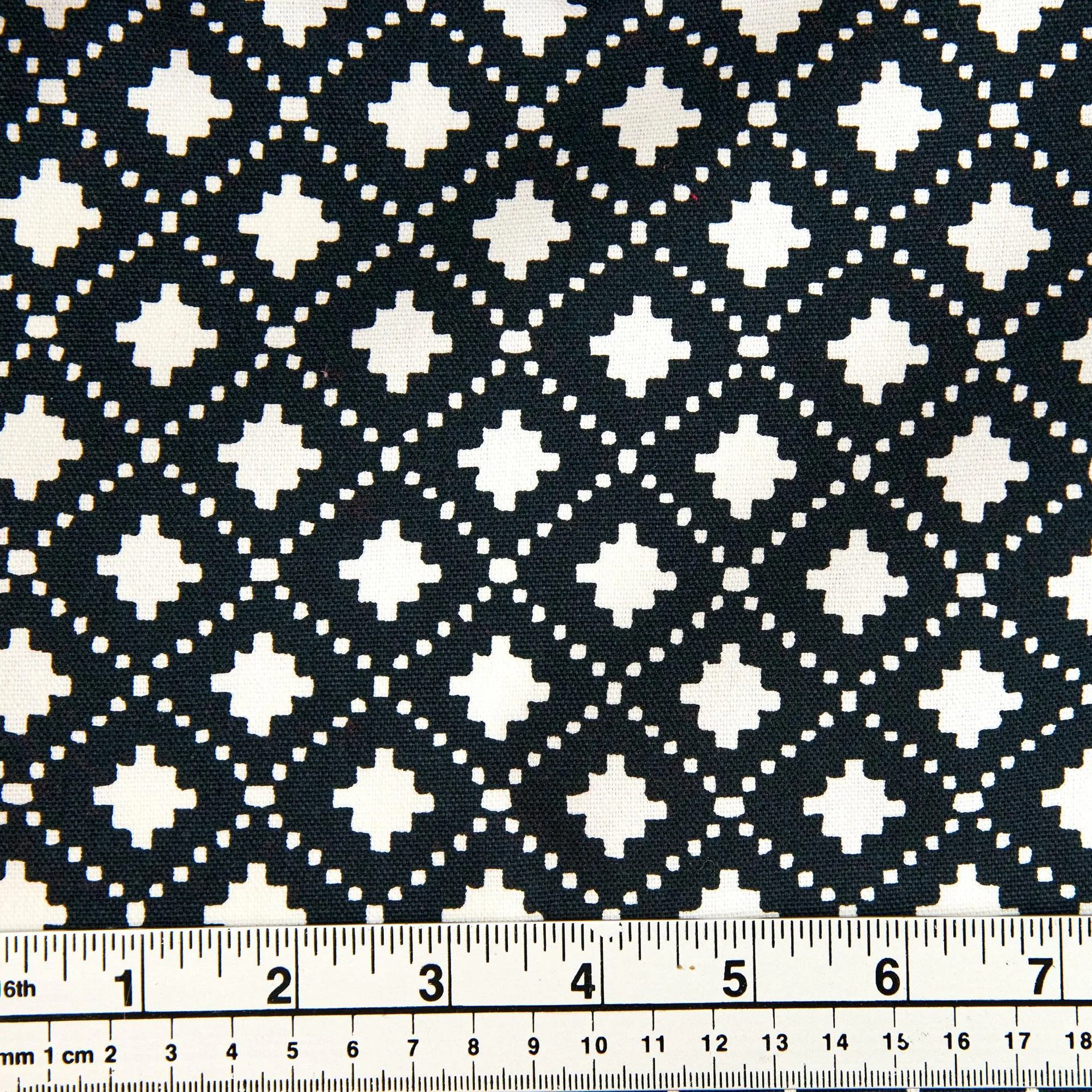 Printed Cotton Duck Fabric, Black Board Check- Width 140cm