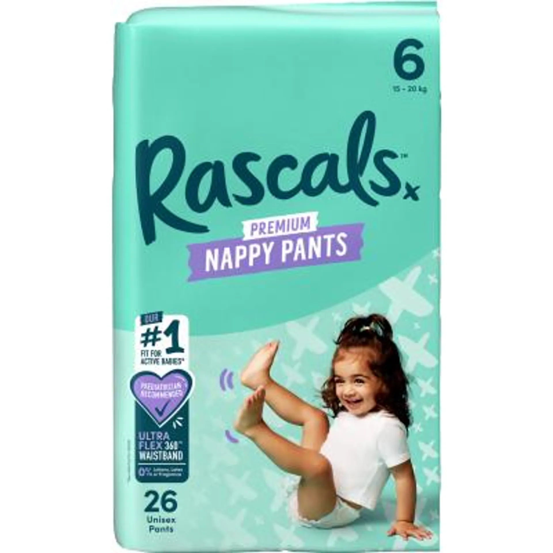 Rascals Premium Nappy Pants Unisex Size 6 15-20kg Junior