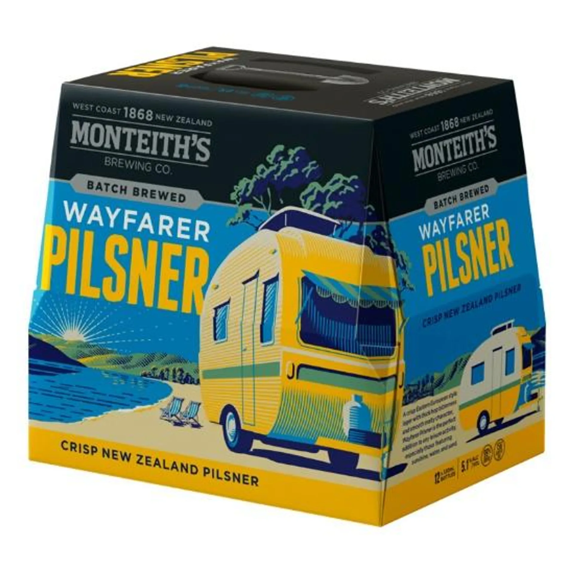 Monteith's Batch Brewed Wayfarer Pilsner Bottles 12x330ml