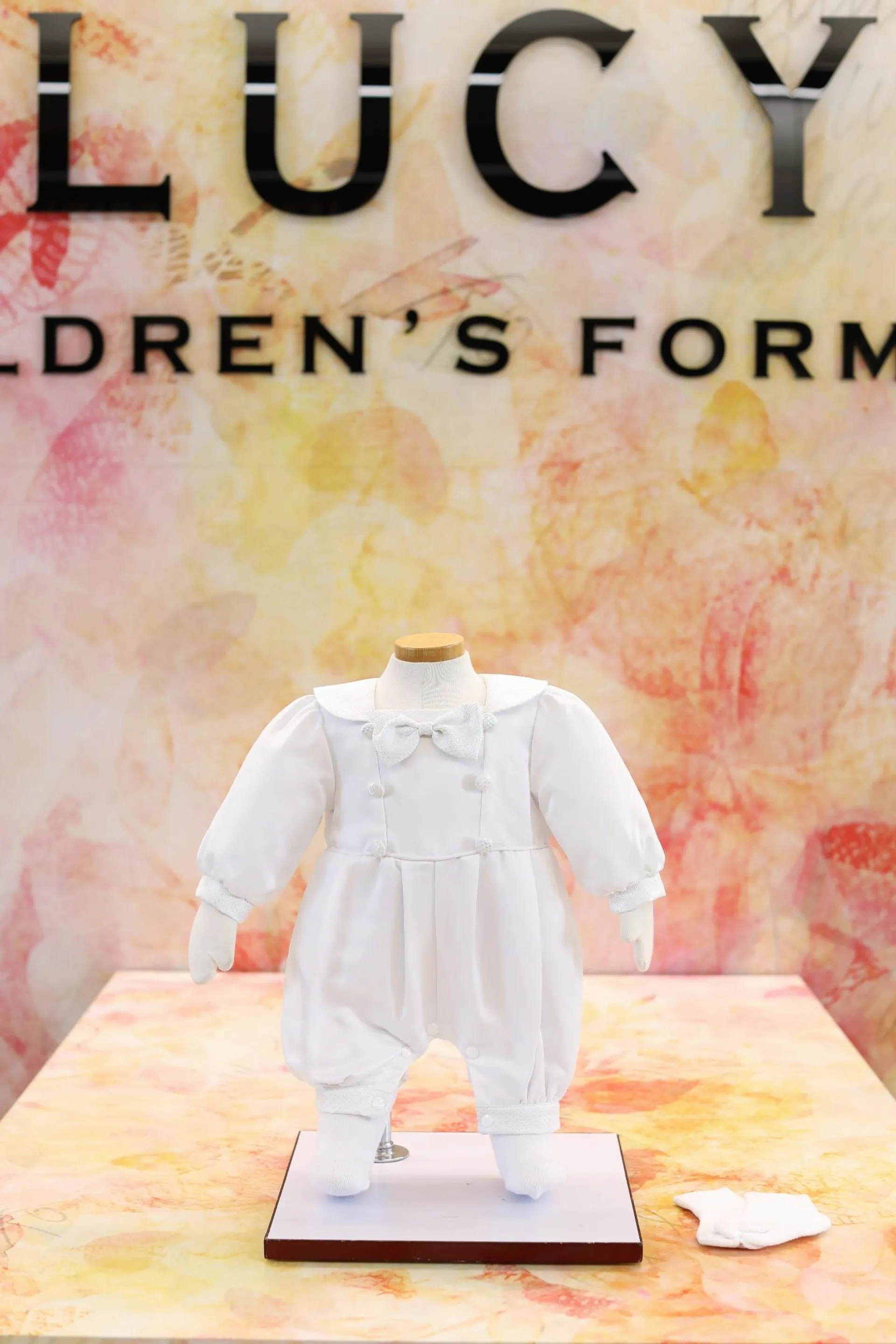 Baby Boy Pure White Christening/Baptism Tailored Romper - Sam