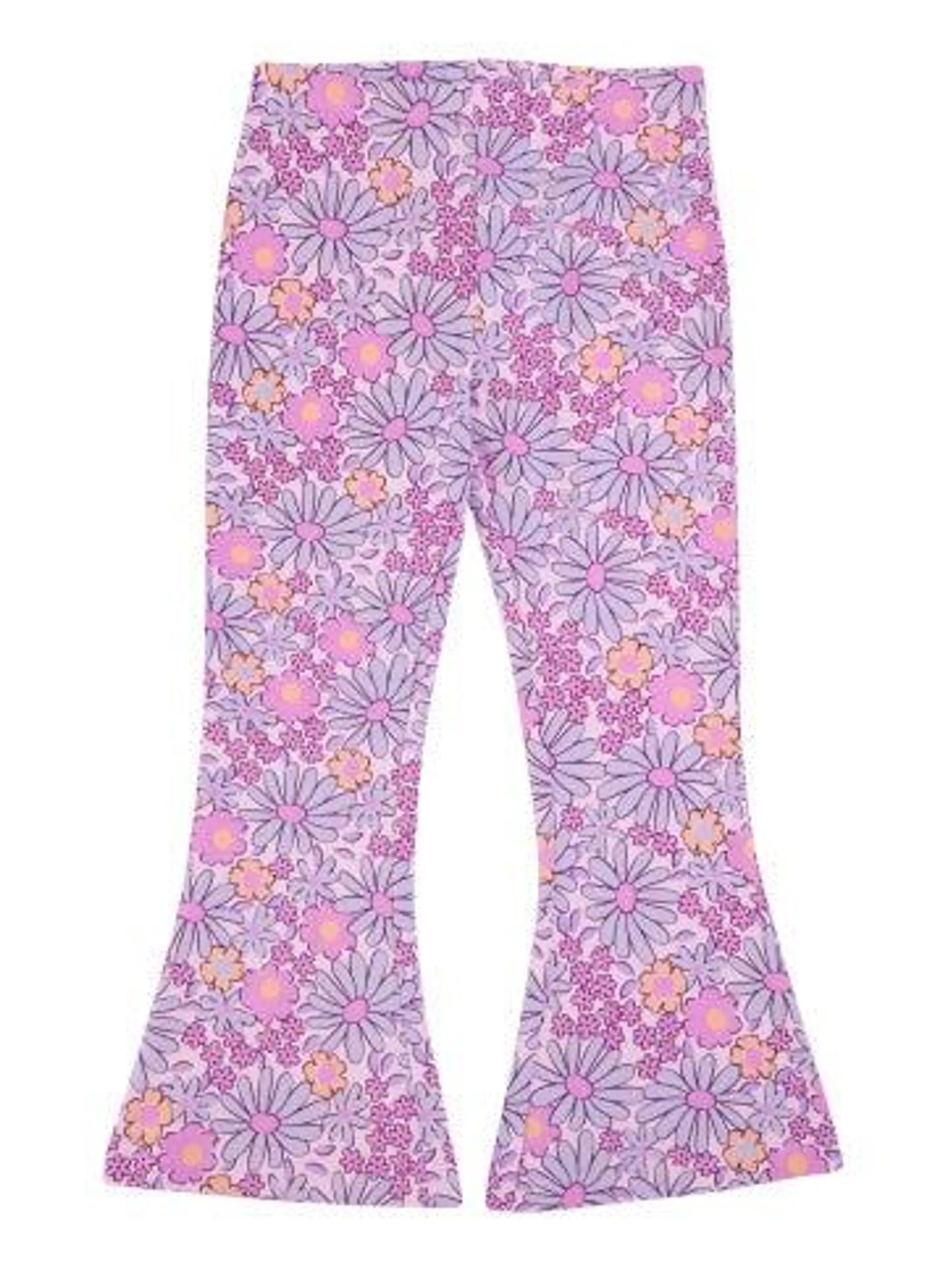 Kids' Printed Knit Flare in Purple/blue Floral