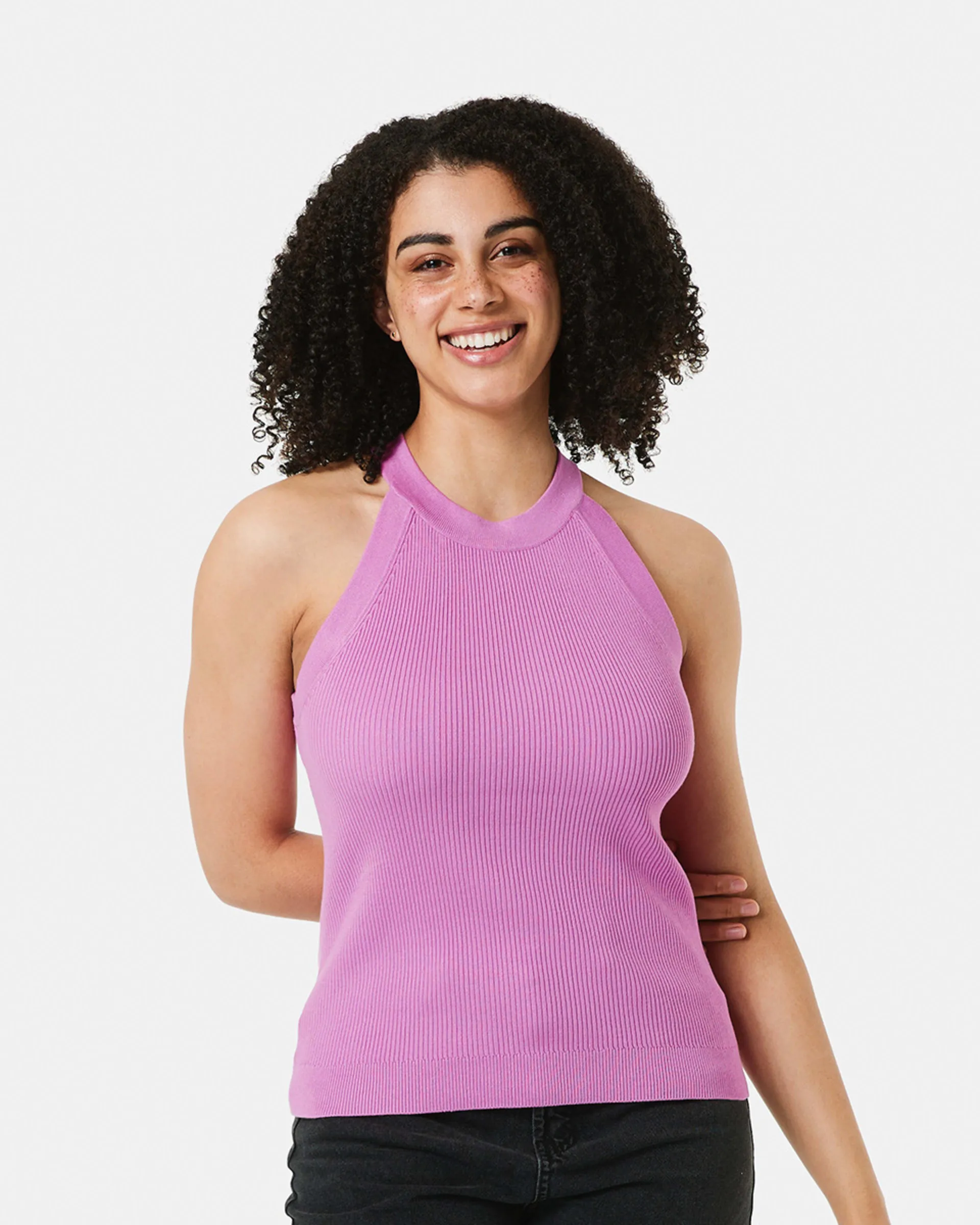 Sleeveless True Knit Halter Neck Top