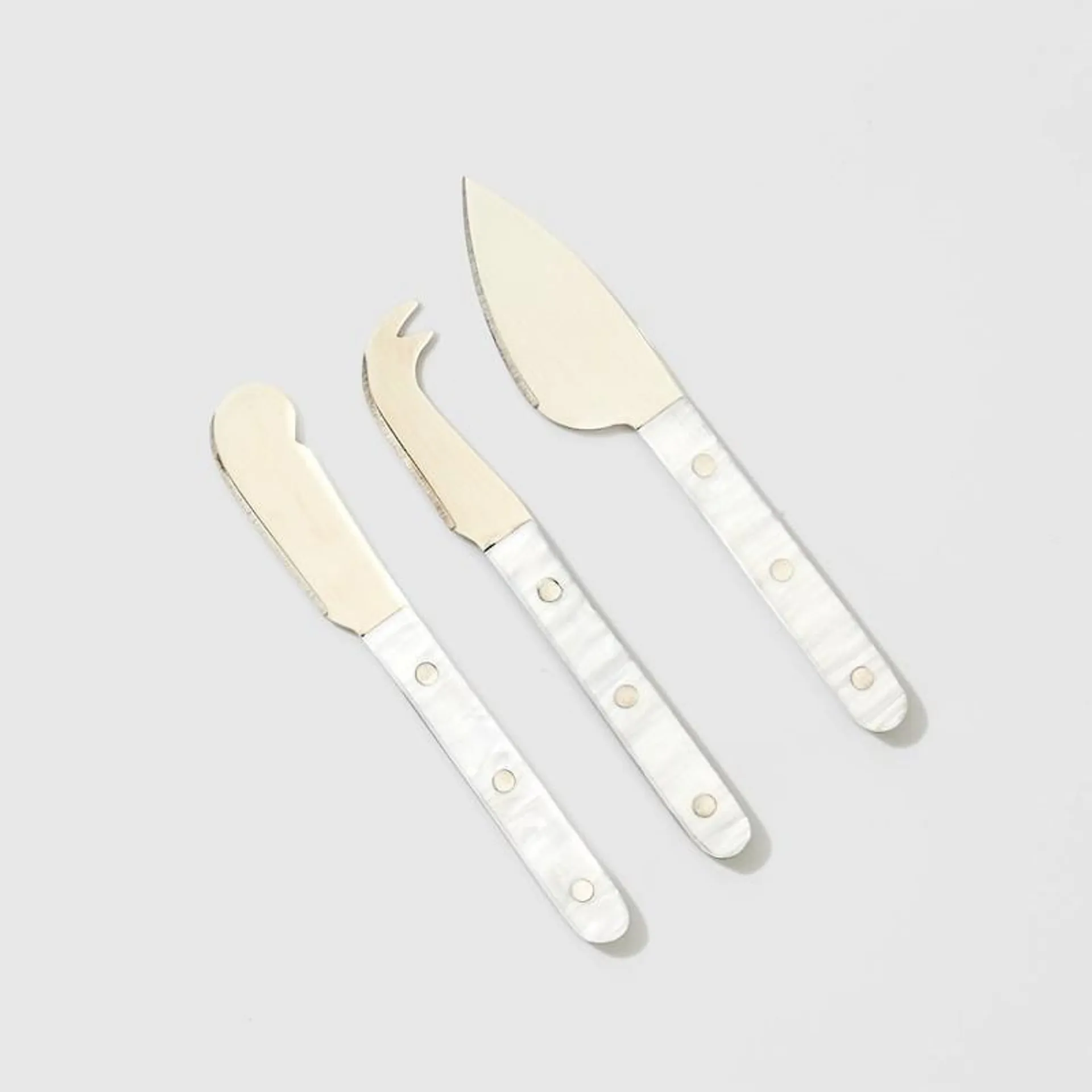 Bread & Butter Cheese Knife Set with Pearl Handle 3Pc