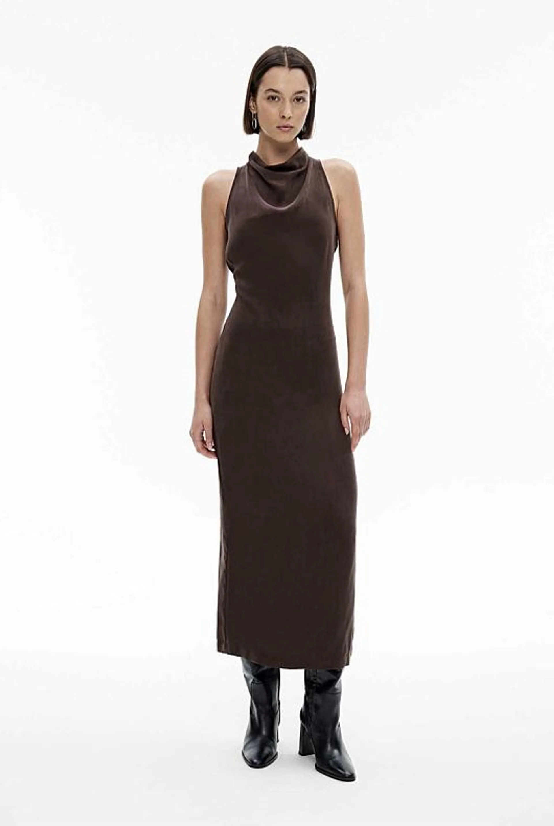 Cupro Mock Neck Dress