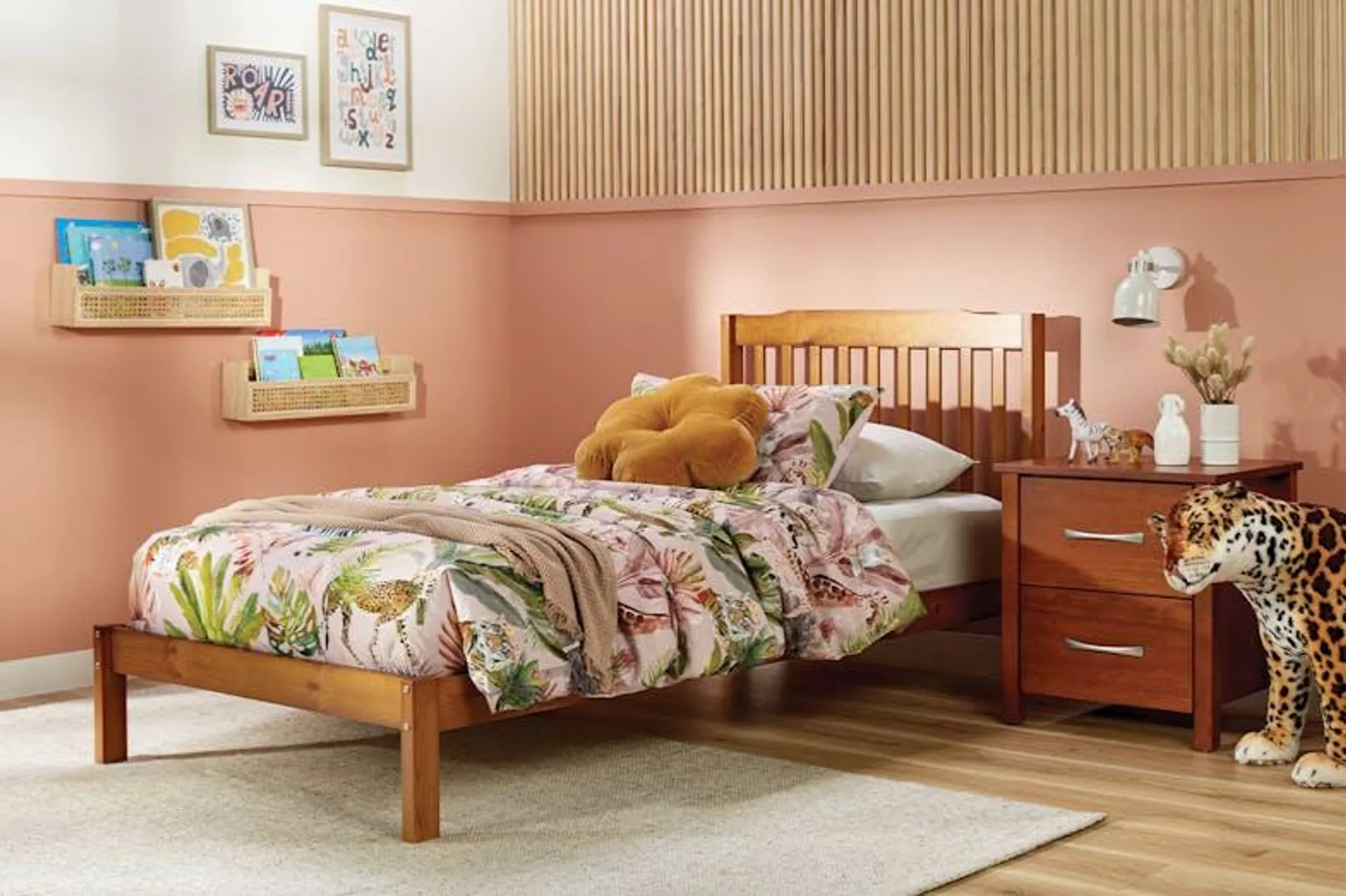 Luca King Single Bed Frame - Oak Stain